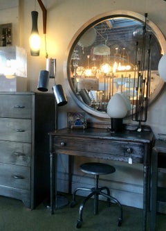 Monumental ALCOA Letter "O" Brushed Cast Aluminum Mirror, 1950s