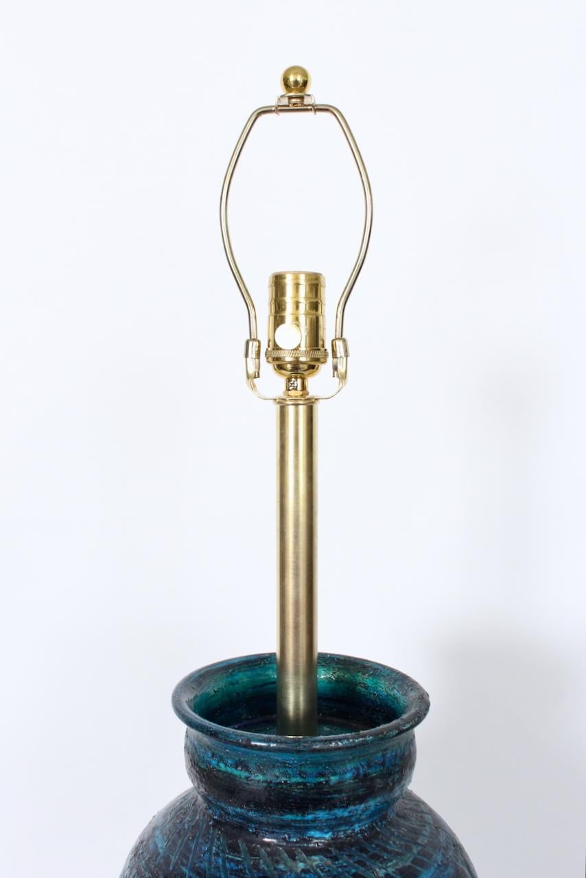 Monumental Aldo Londi for Bitossi Accented Rimini Blue Pottery Table Lamp, 1950s im Angebot 2