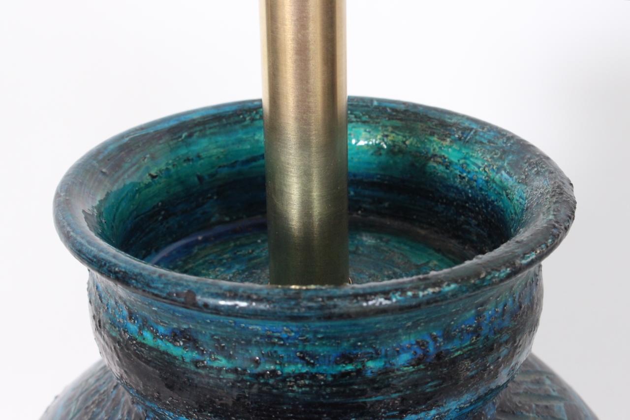 Monumental Aldo Londi for Bitossi Accented Rimini Blue Pottery Table Lamp, 1950s im Angebot 3