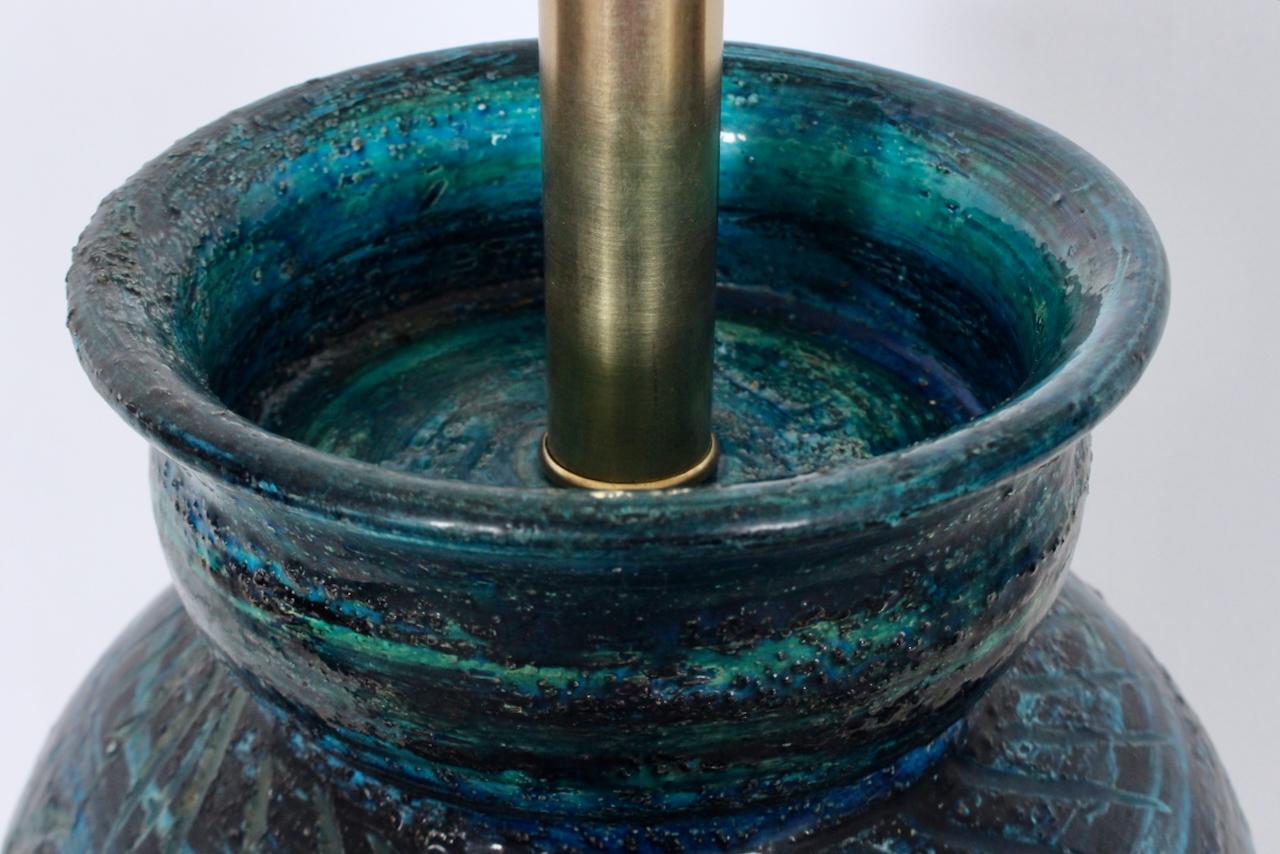 Monumental Aldo Londi for Bitossi Accented Rimini Blue Pottery Table Lamp, 1950s im Angebot 4