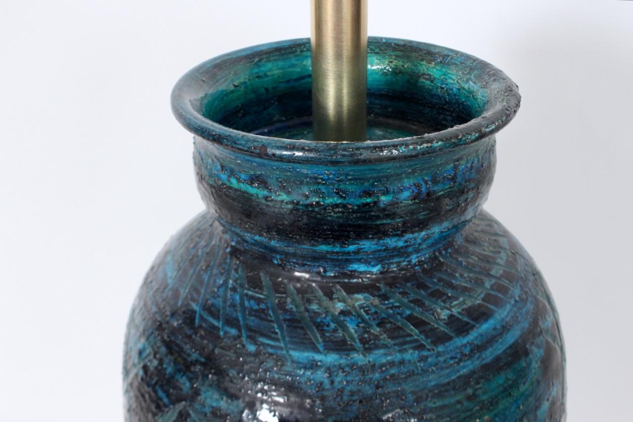 Monumental Aldo Londi for Bitossi Accented Rimini Blue Pottery Table Lamp, 1950s im Angebot 5