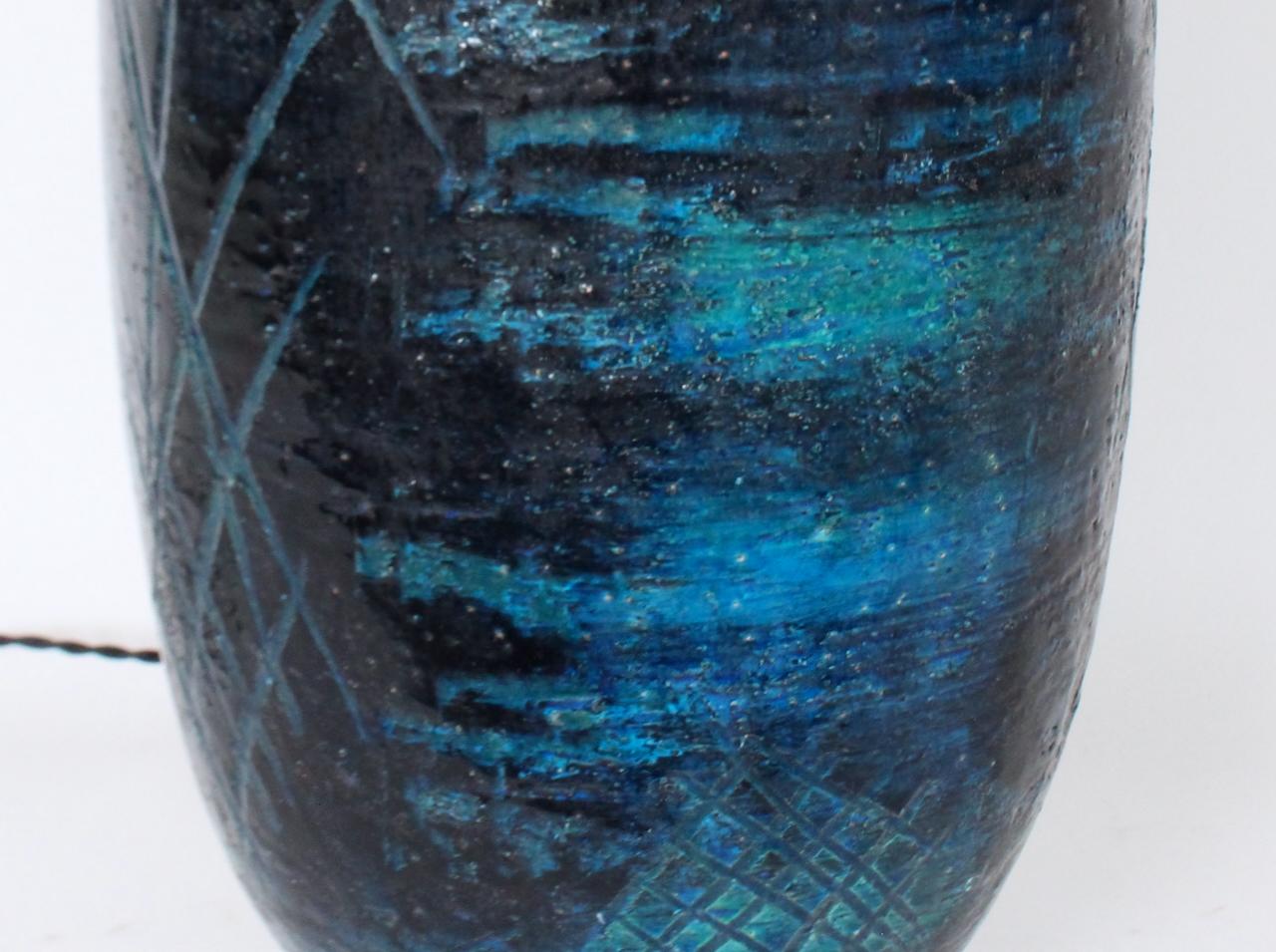 Monumental Aldo Londi for Bitossi Accented Rimini Blue Pottery Table Lamp, 1950s im Angebot 8