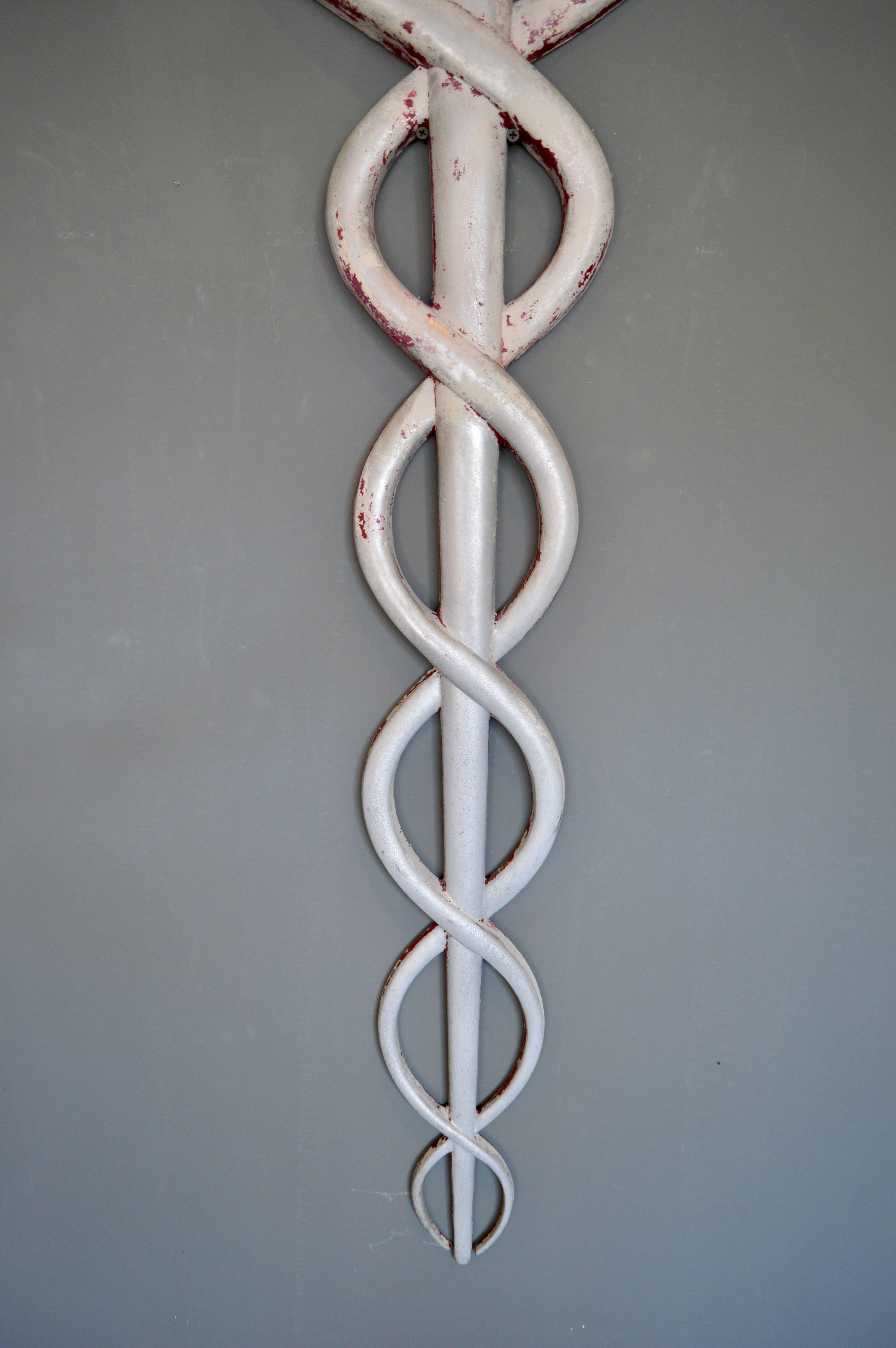 Monumental Aluminium Rod of Asclepius In Excellent Condition In Los Angeles, CA