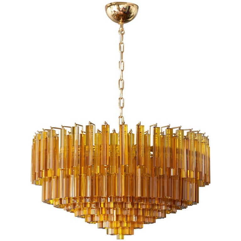 Monumental Amber Murano Glass Chandelier or Flush Mount Attributed to  Venini For Sale at 1stDibs