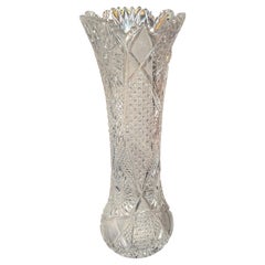 Monumental American Brilliant Period Exhibition Cut Glass Trumpet Vase, Hawkes