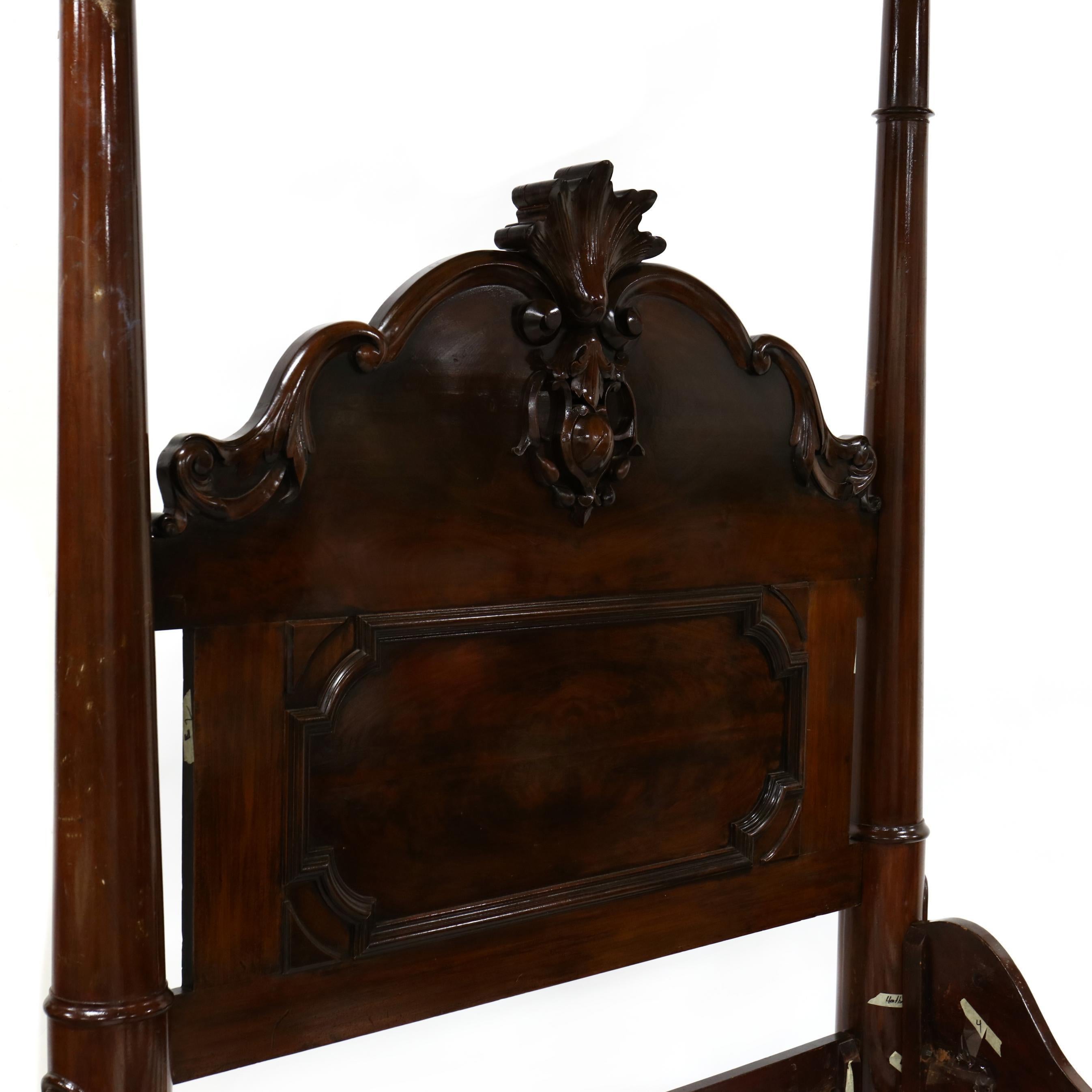Carved Monumental American  C. LEE Full Tester, “Bed 2741 !!!” For Sale
