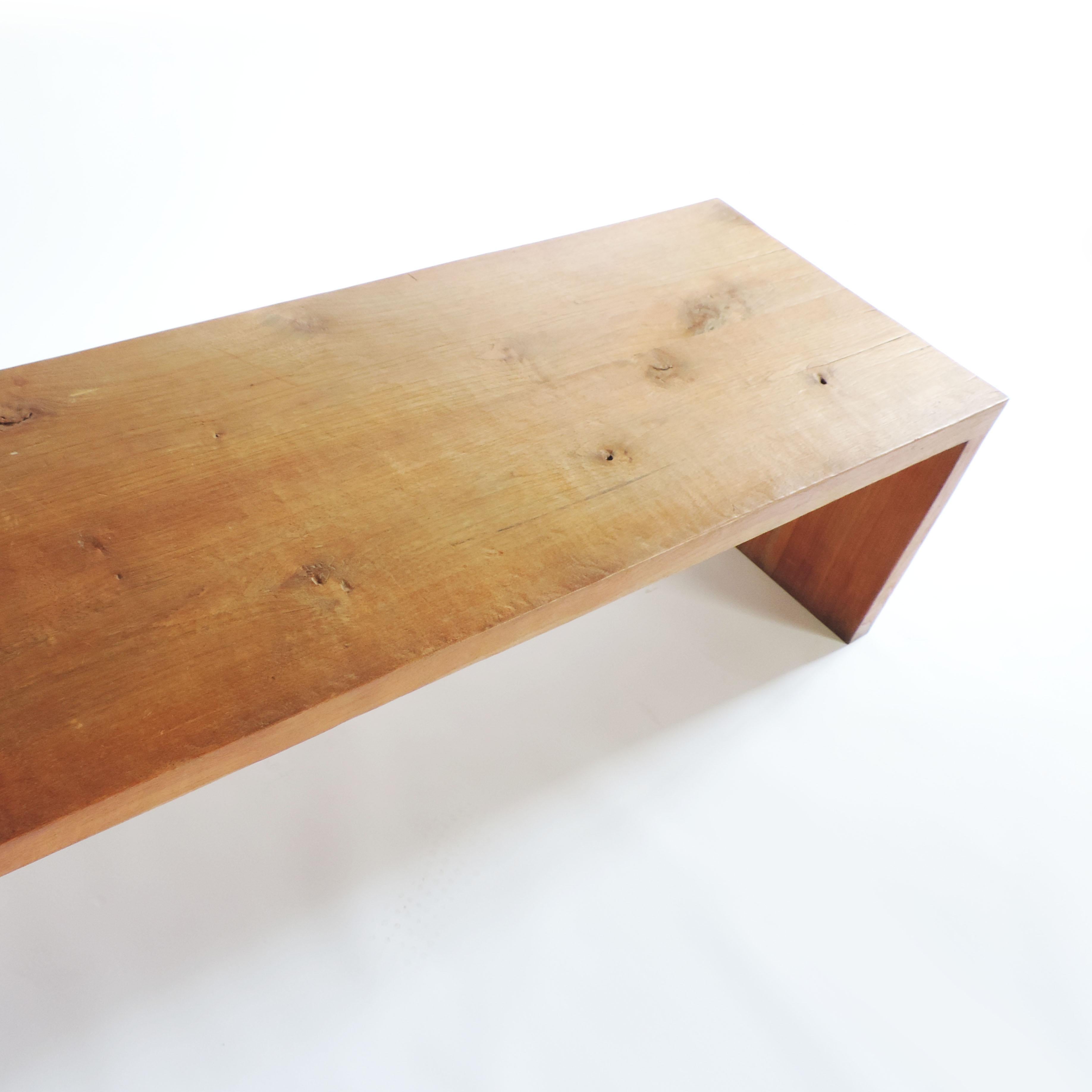 Monumental American Craft Wooden Bench, 1970s For Sale 1