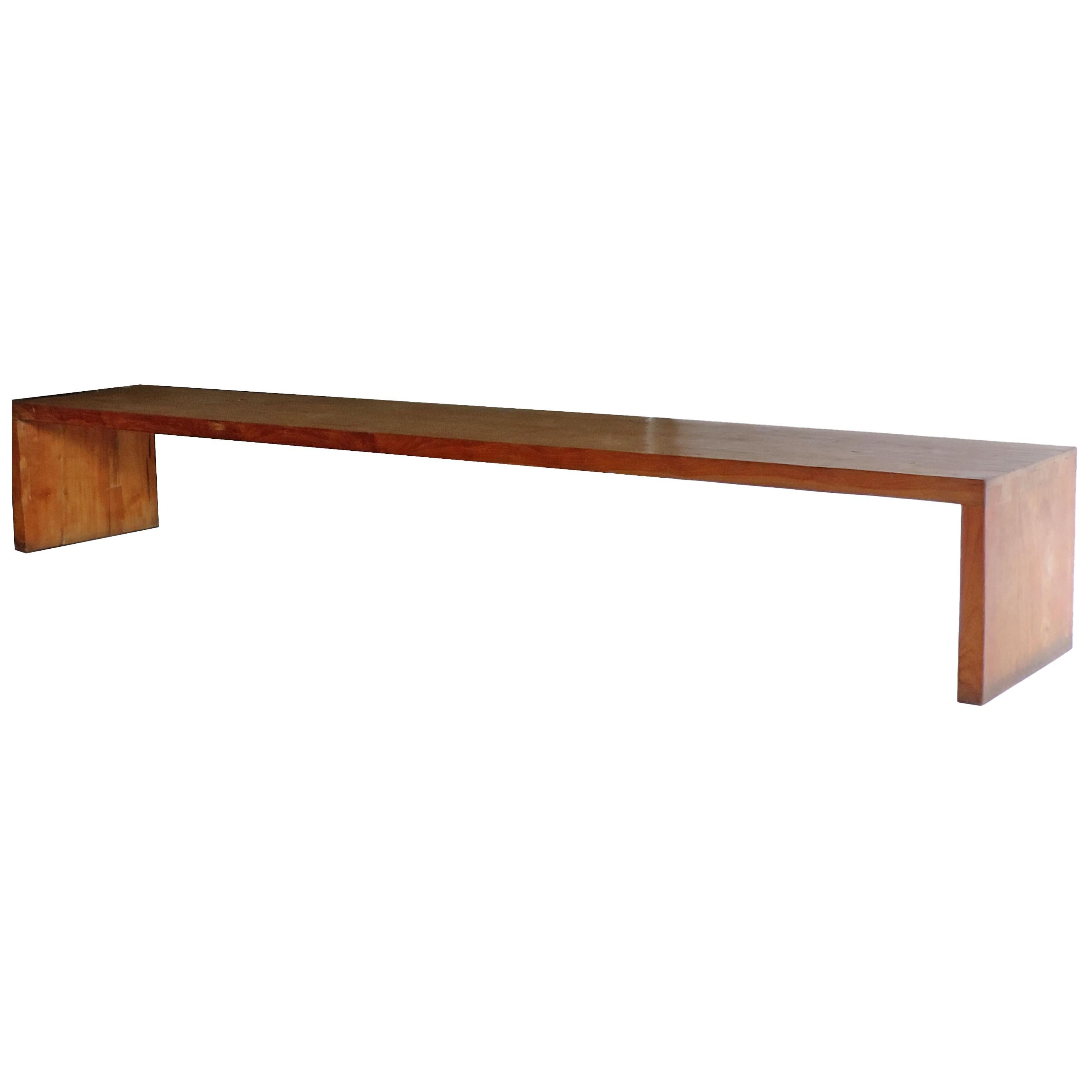 Monumental American Craft Wooden Bench, 1970s For Sale