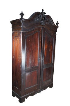 Monumental American Rococo Revival Rosewood Carved Knockdown Armoire Wardrobe