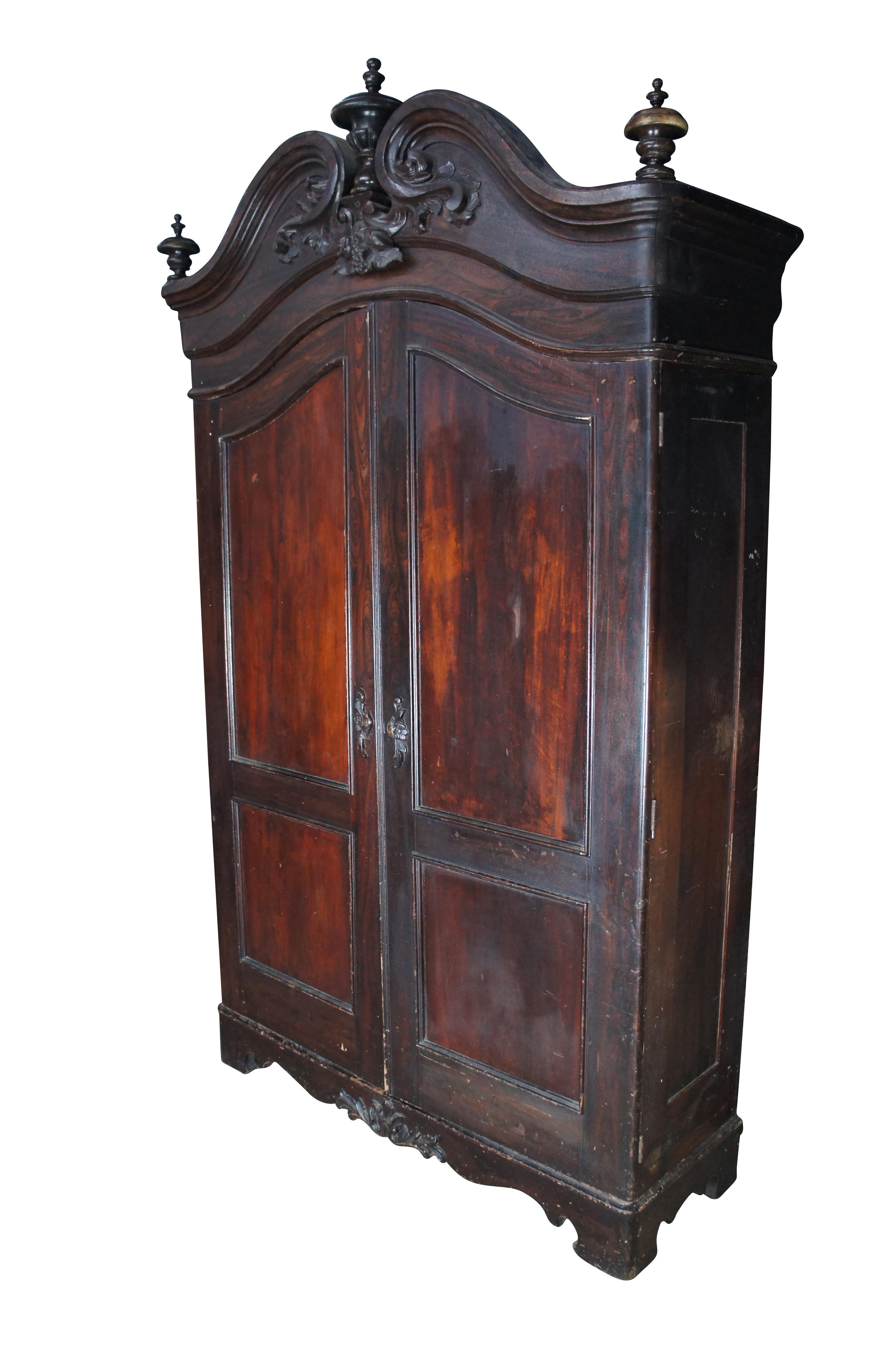 Monumental American Rococo Revival Rosewood Carved Knockdown Armoire ...