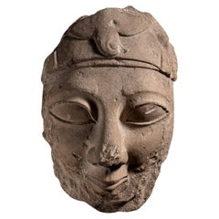 Monumental Ancient Cypriot Limestone Sculpture of a Man