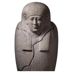 Monumental Ancient Egyptian Limestone Sarcophagus Lid, Ptolemaic Period