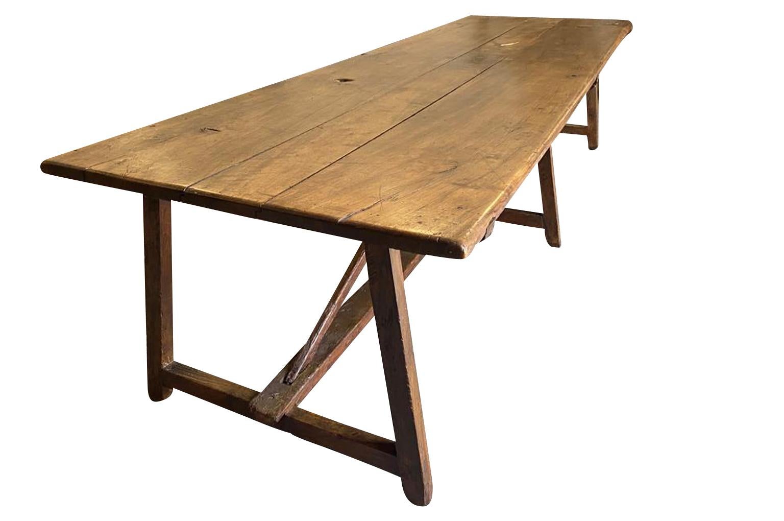 Walnut Monumental And Exceptional Italian Farm Table  For Sale