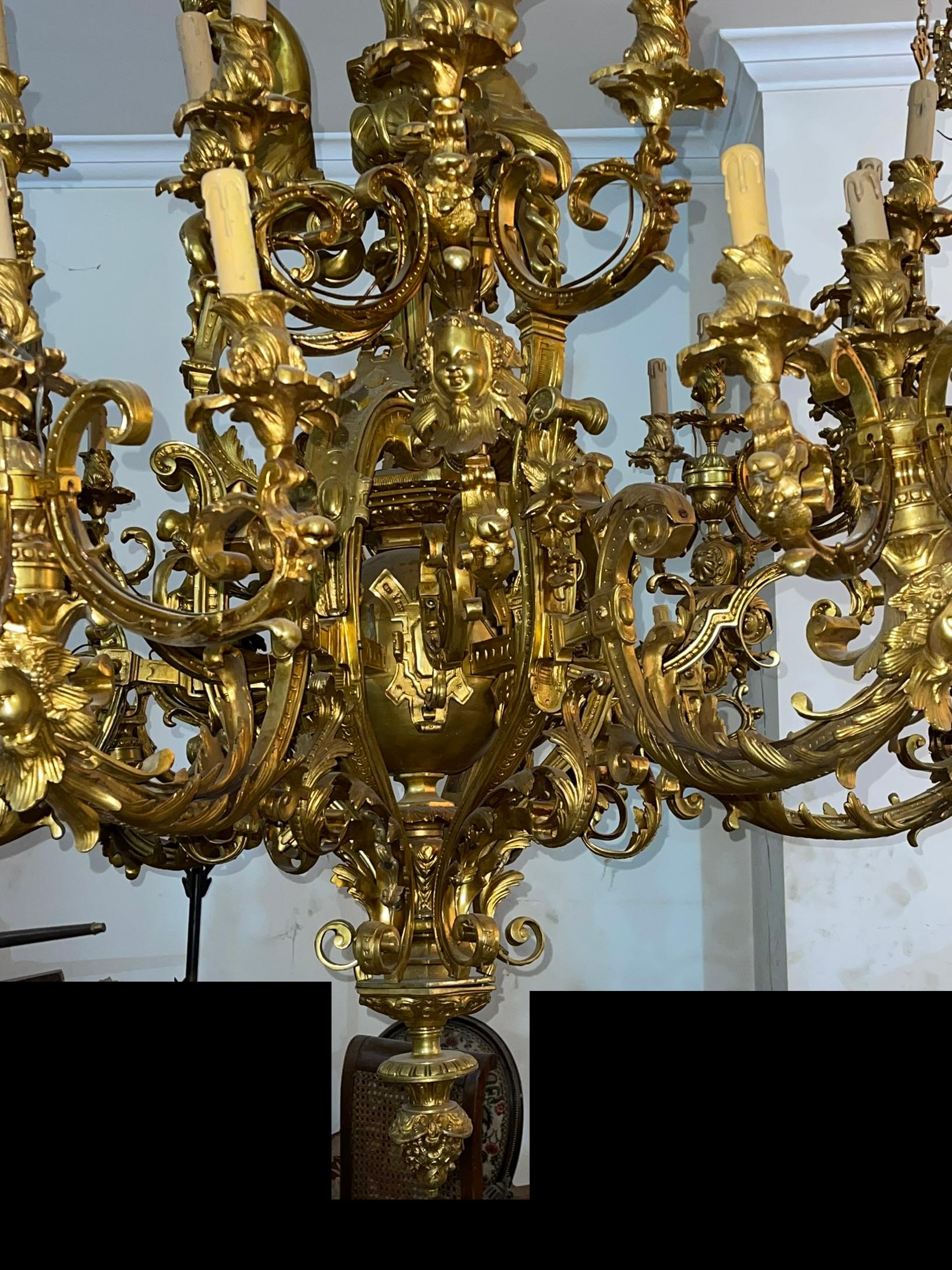 Monumental and Impressive 60-Light Gilt Chandelier, Paris '1320 Lbs' For Sale 1
