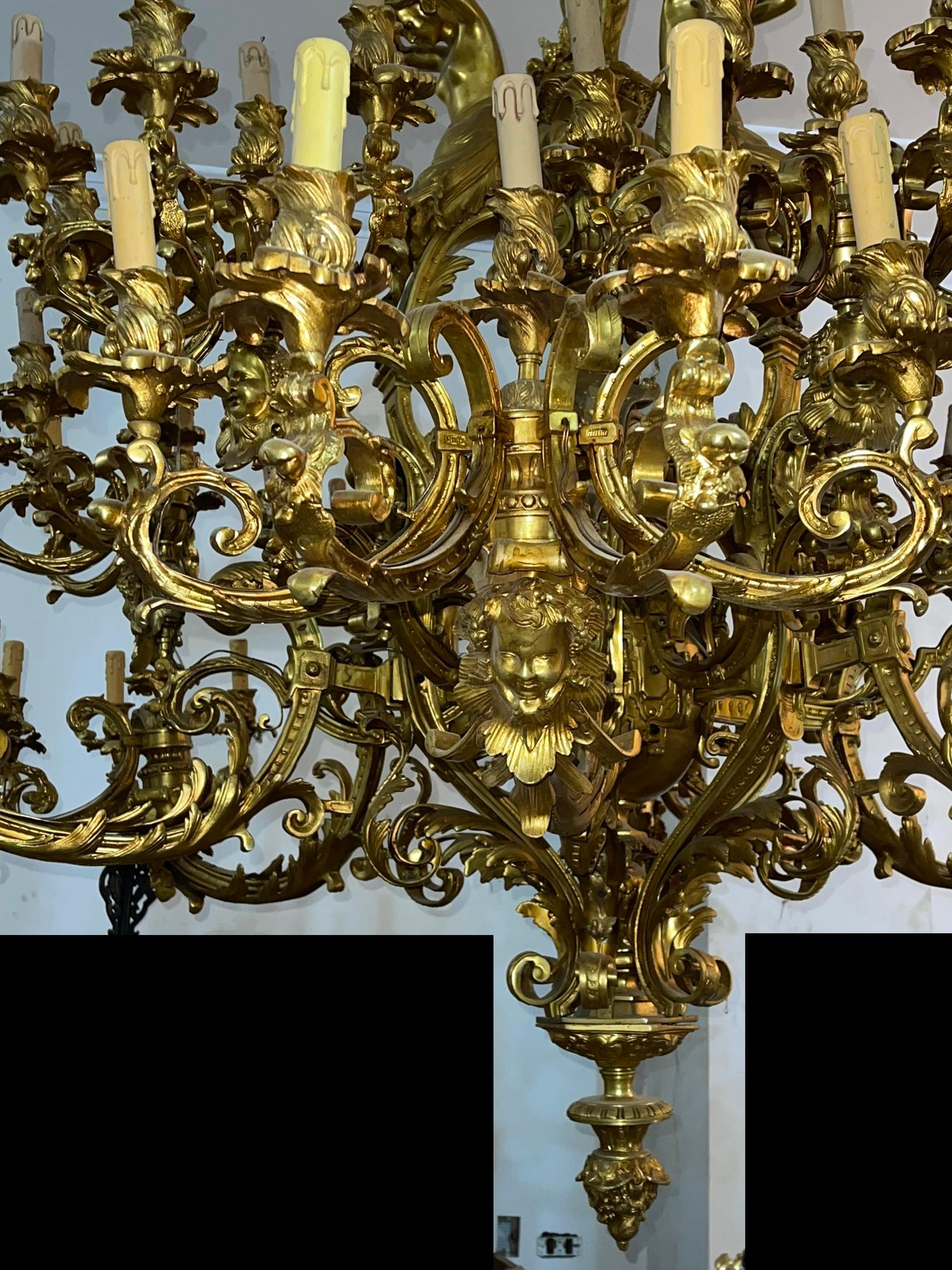 Monumental and Impressive 60-Light Gilt Chandelier, Paris '1320 Lbs' For Sale 2