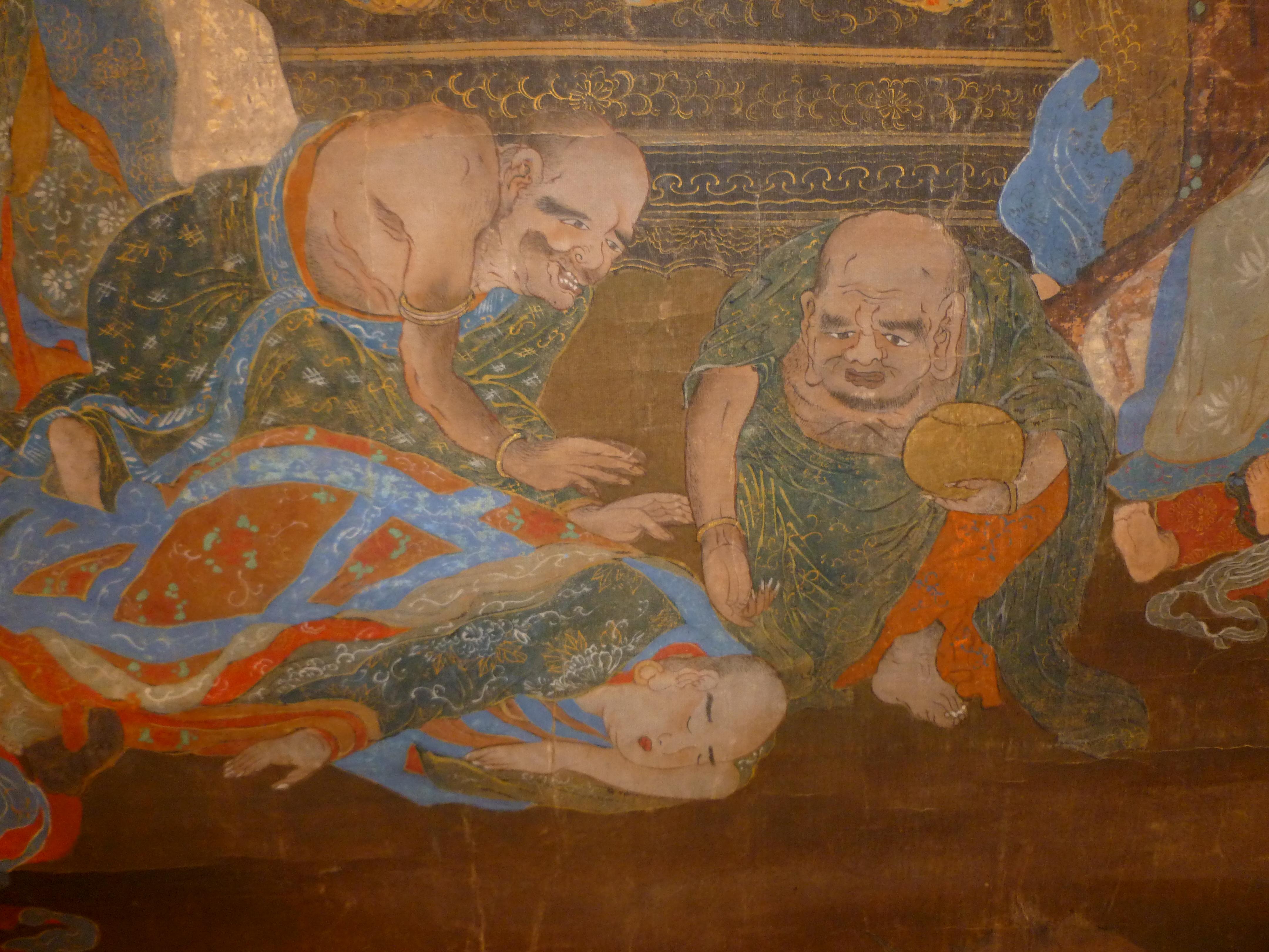 Monumental and Massive Japanese Sakyamuni with Disciples Buddhist Painting For Sale 3