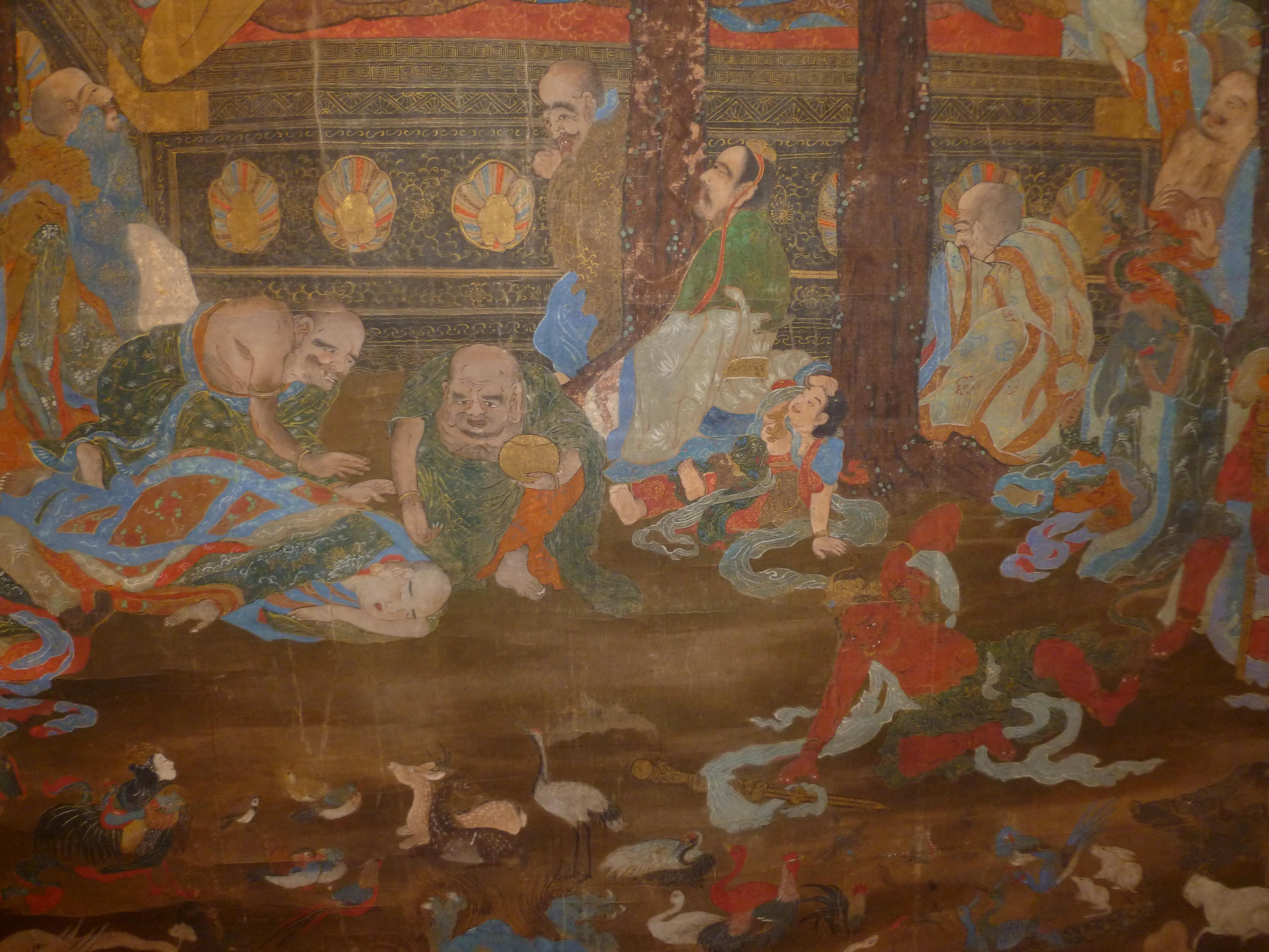 Monumental and Massive Japanese Sakyamuni with Disciples Buddhist Painting For Sale 12