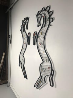 Sculptures murales monumentales et rares sur le thème du cheval en fer de Frederick Weinberg