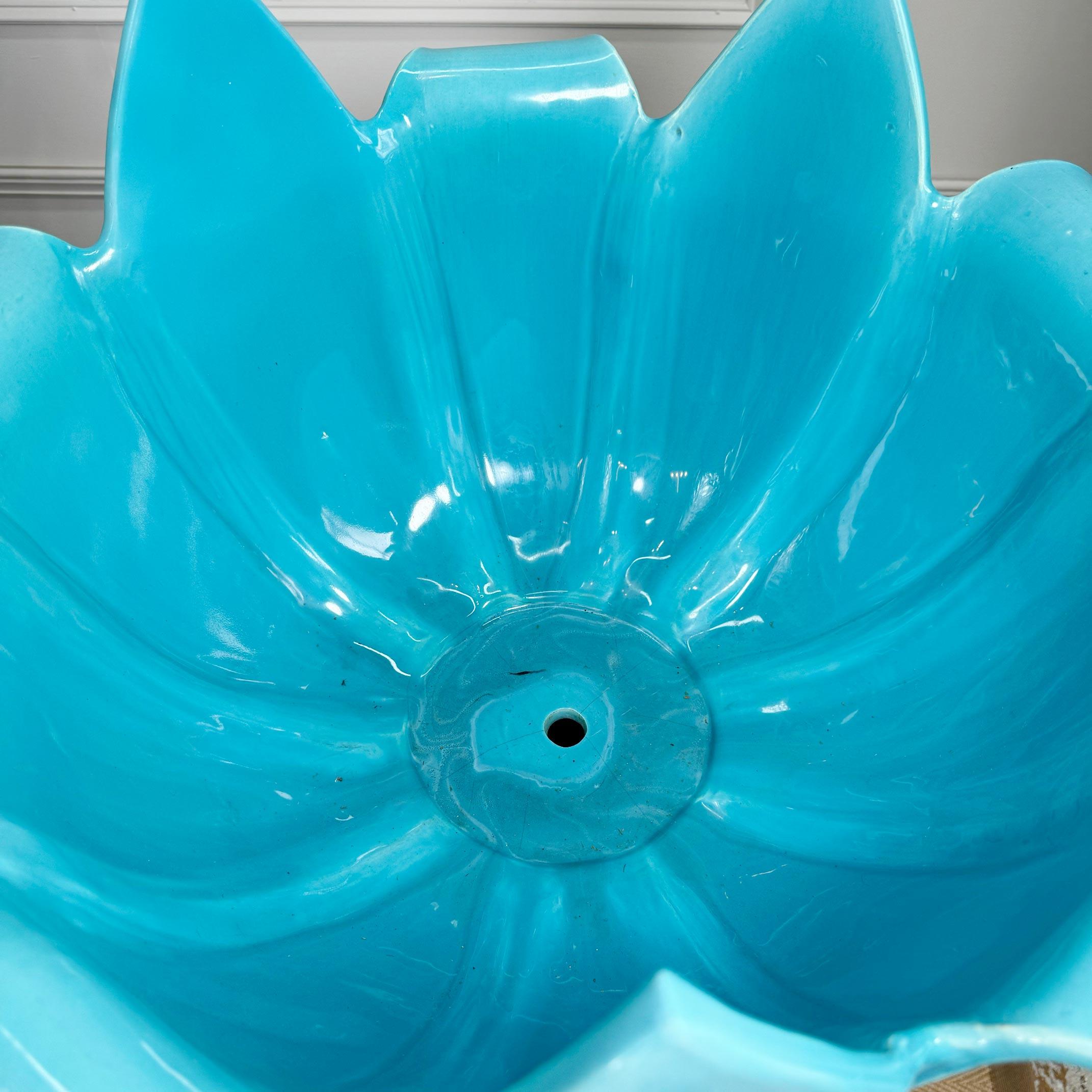 Monumental and Rare Jerome Massier Blue Glazed Faience Satyr Planter and Stand In Good Condition For Sale In Hastings, GB