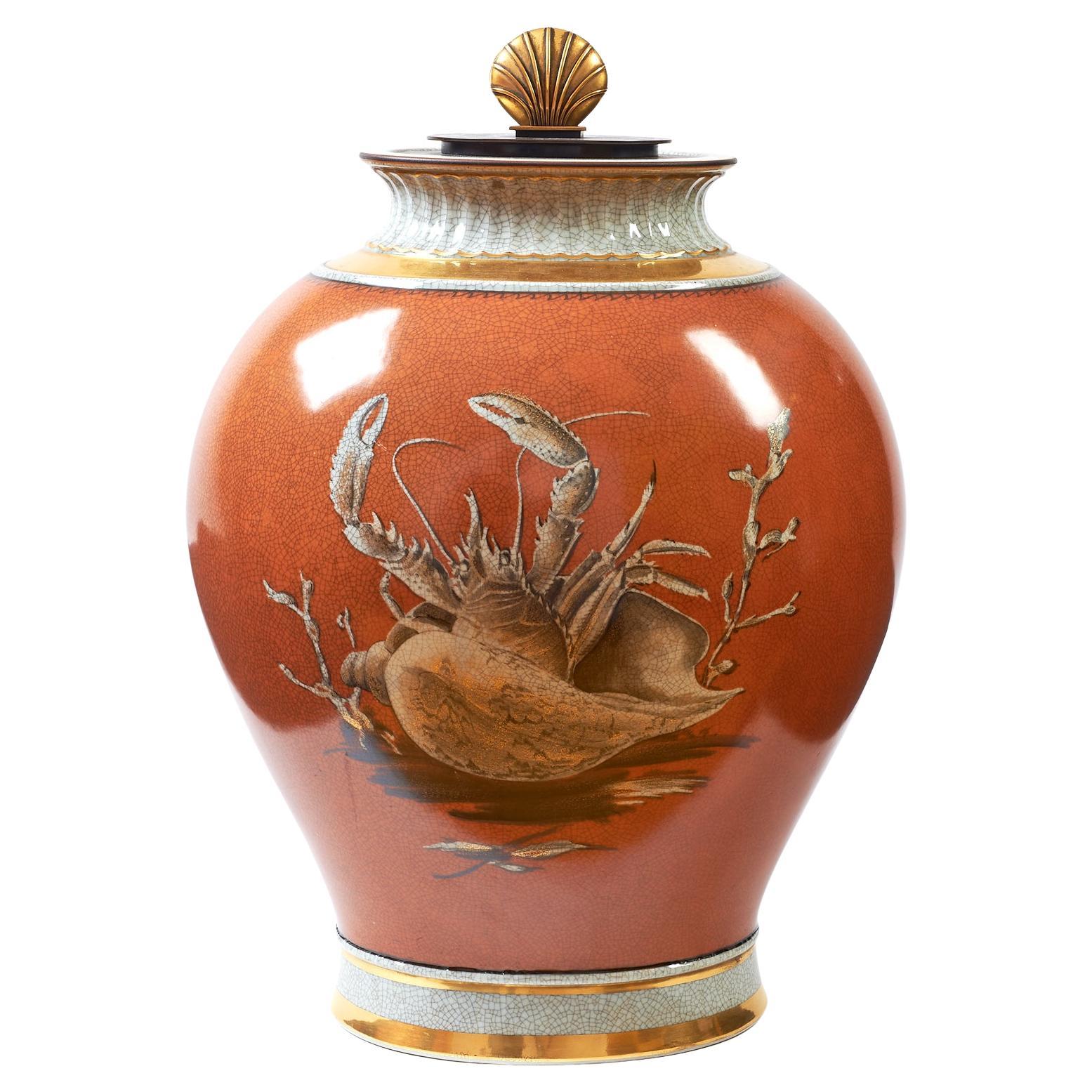 Vase monumental et rare en porcelaine Royal Copenhagen avec décor de natures marines, 1950 en vente