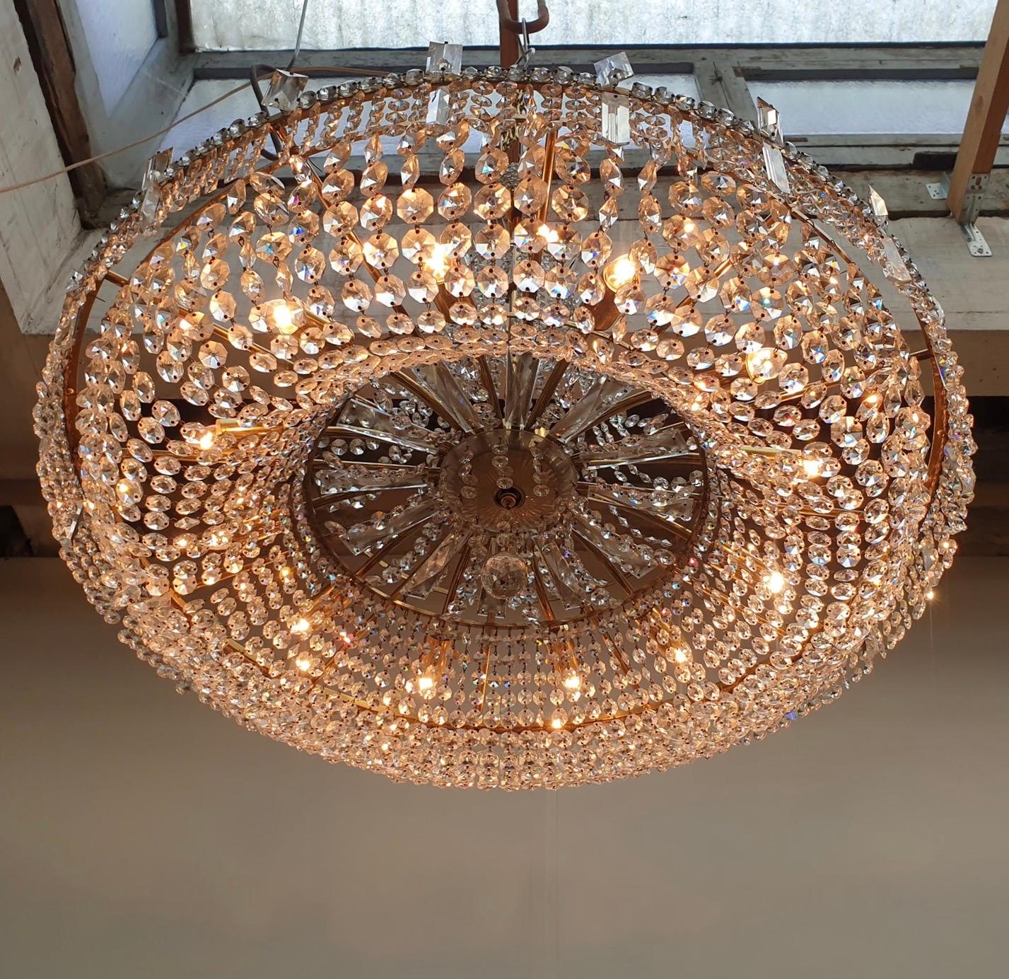 20th Century Monumental and Spectacular Crystal Basket Chandelier