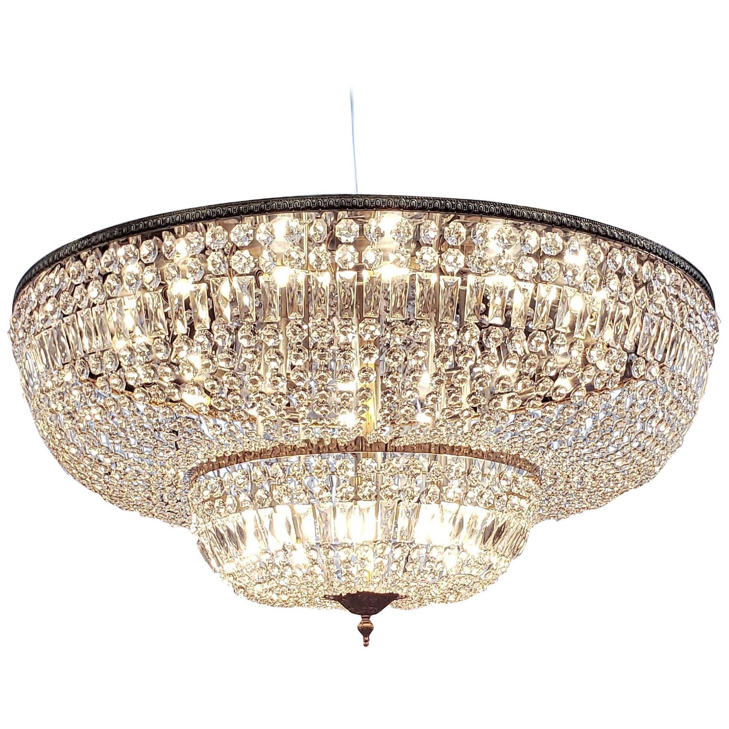 Vintage Waterford Crystal Monumental Flush Ceiling Fixture Signed Ireland At 1stdibs