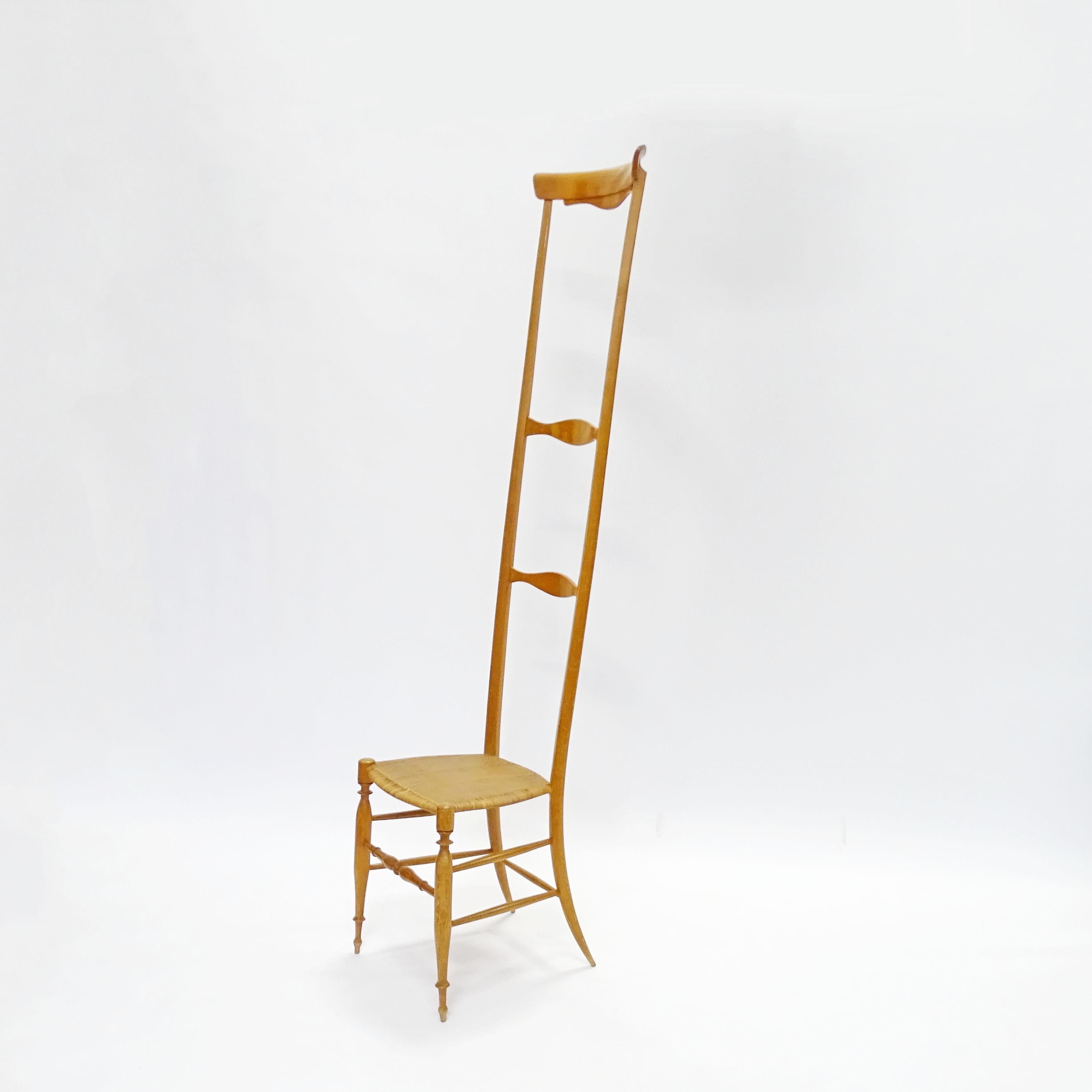 High Back Coat Hanger Chiavari Chair, Italy, 1950s In Good Condition For Sale In Milan, IT