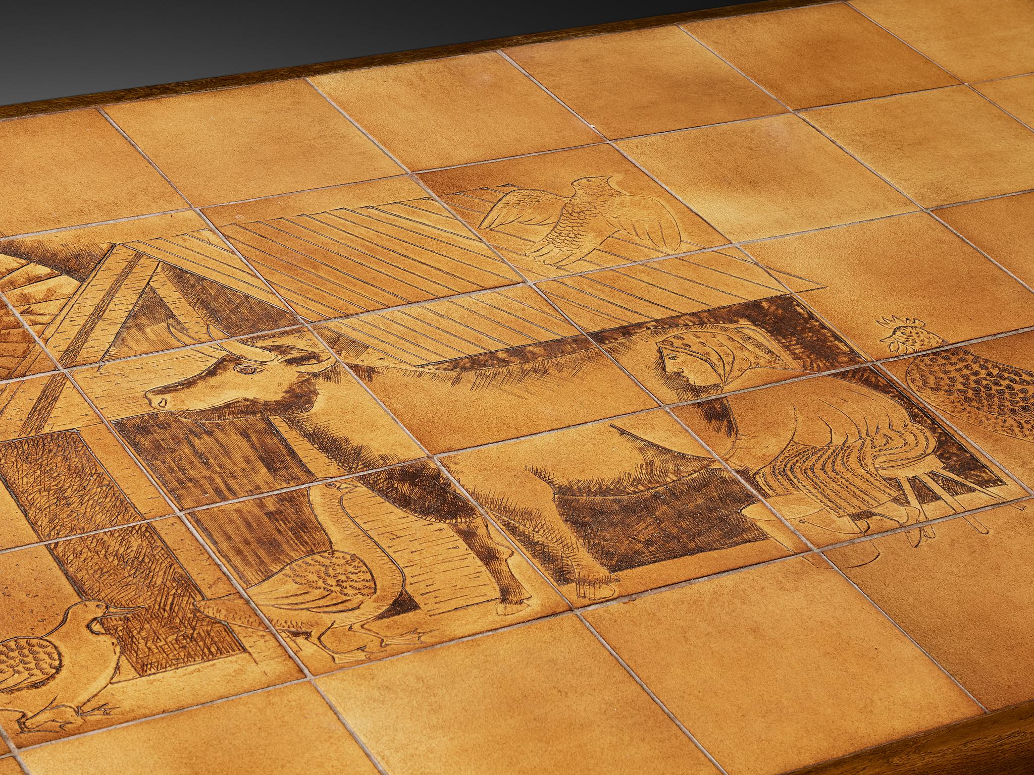 Monumentale et unique grande table de salle à manger Roger Capron en céramique et Oak 410cm en vente 5