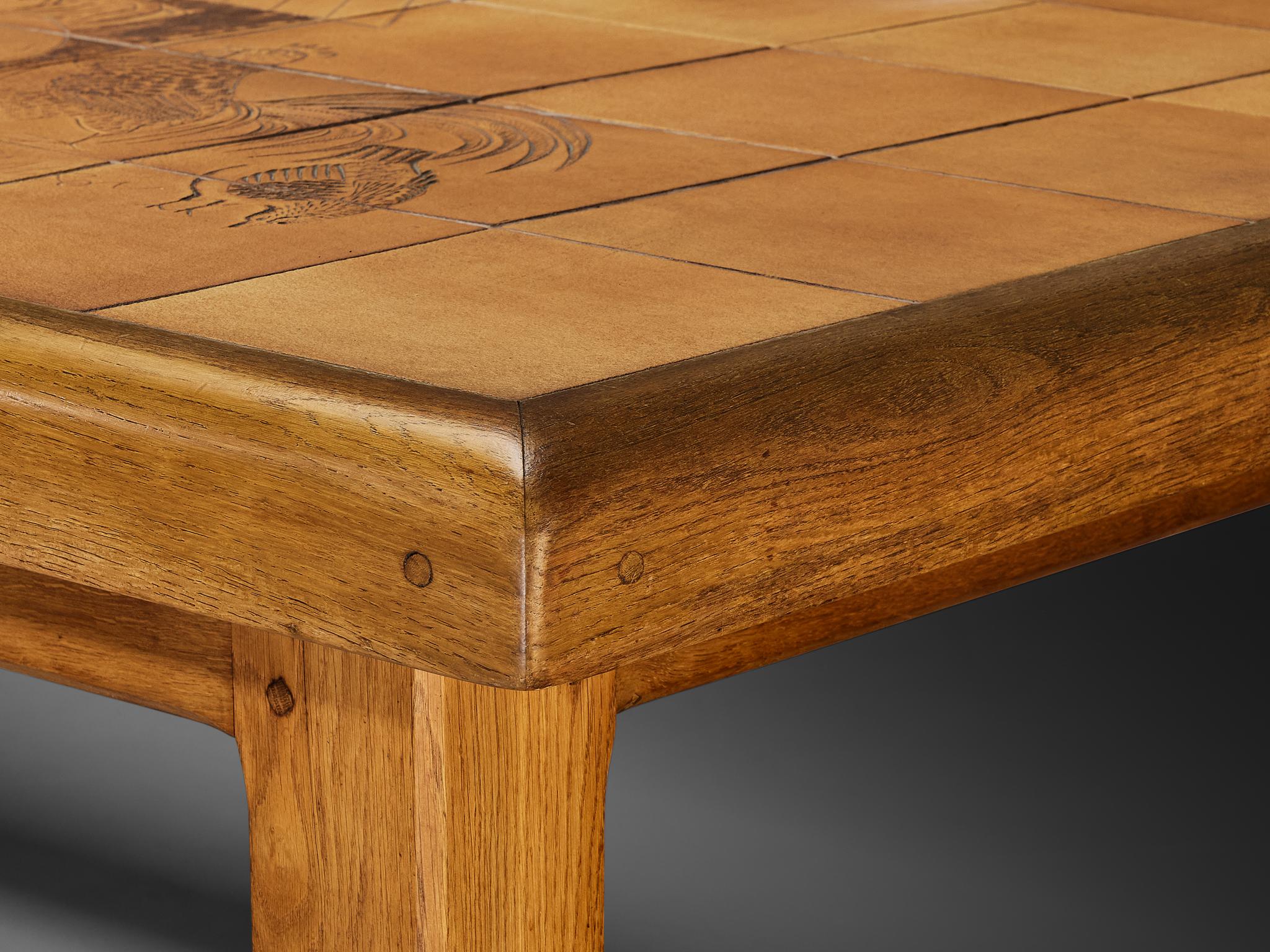 Monumentale et unique grande table de salle à manger Roger Capron en céramique et Oak 410cm en vente 7