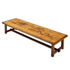 Monumentale et unique grande table de salle à manger Roger Capron en céramique et Oak 410cm