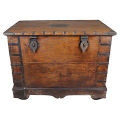 Monumental and Unusual 18th Century Teak and Iron Bound Dowry Chest c. 1770