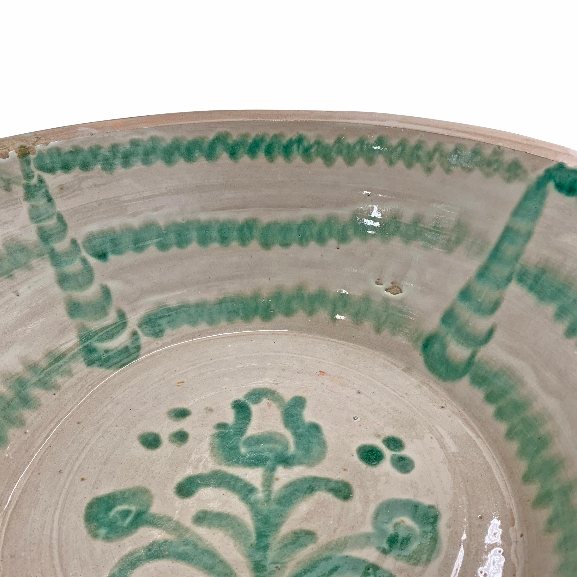 Glazed Monumental Andalusian Pottery Bowl