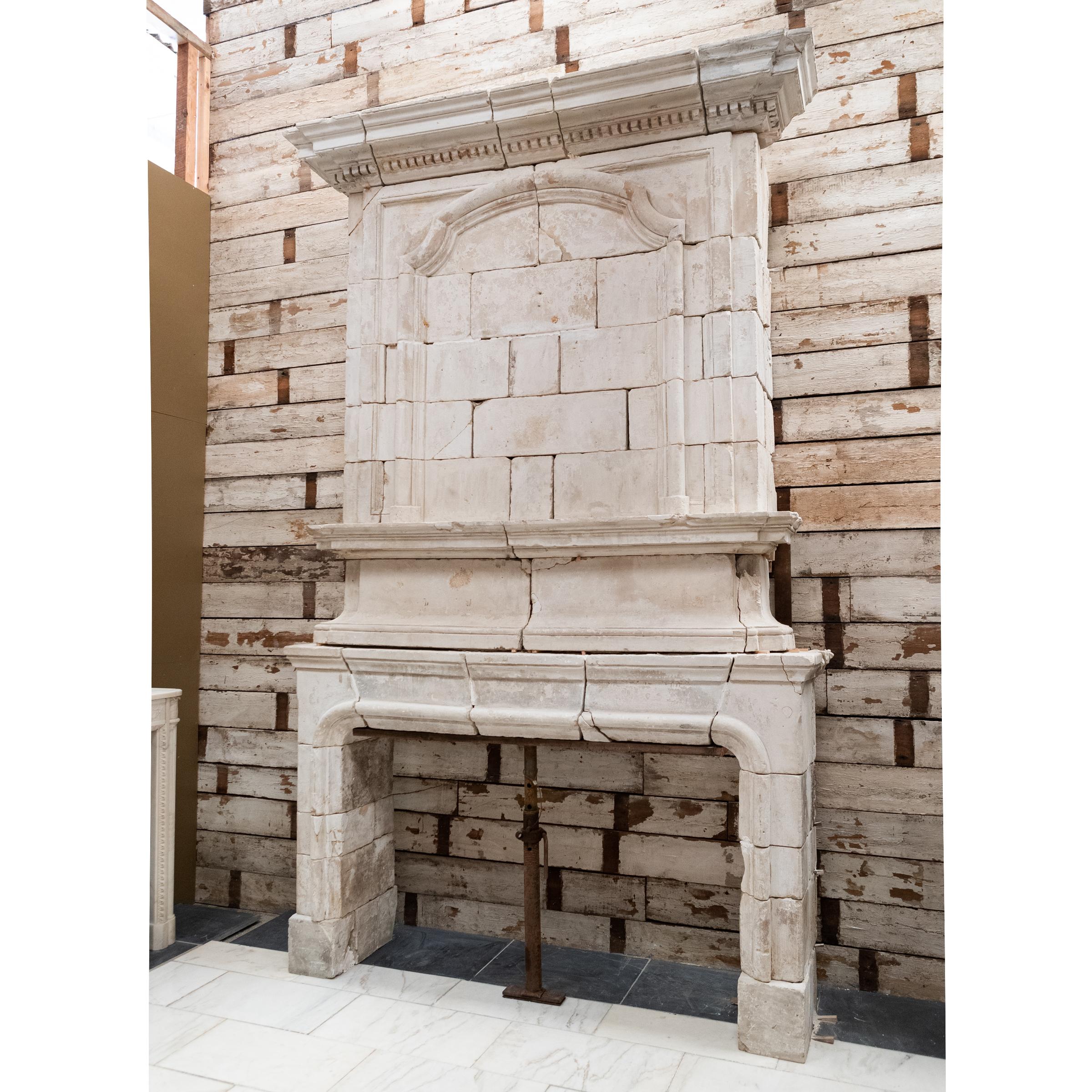 Monumental Antique 18th Century French Stone Chimneypiece For Sale 7