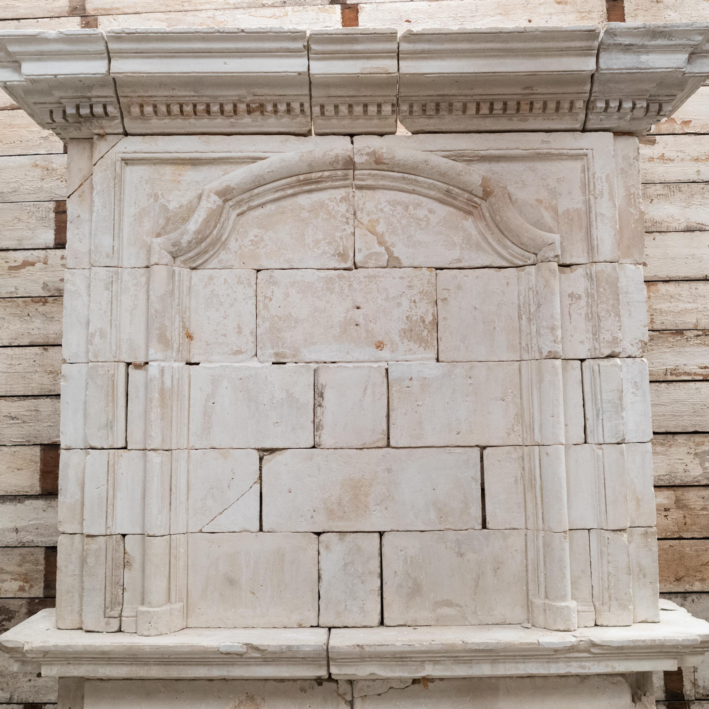 Monumental Antique 18th Century French Stone Chimneypiece For Sale 12