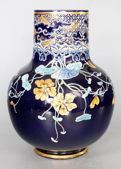 Monumental Antique 19th Century French Sarreguemines Majolica Vase