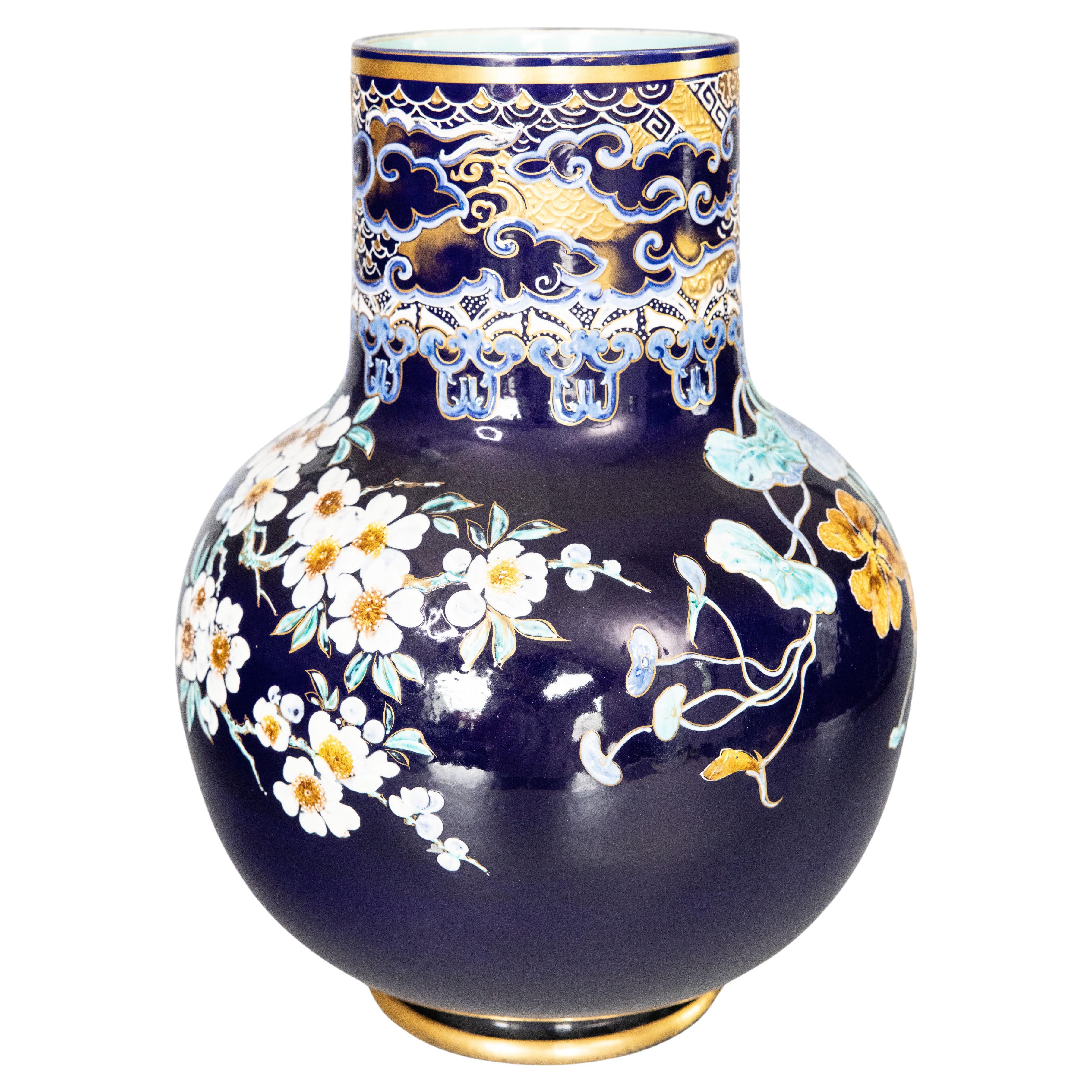 Monumental Antique 19th Century French Sarreguemines Majolica Vase