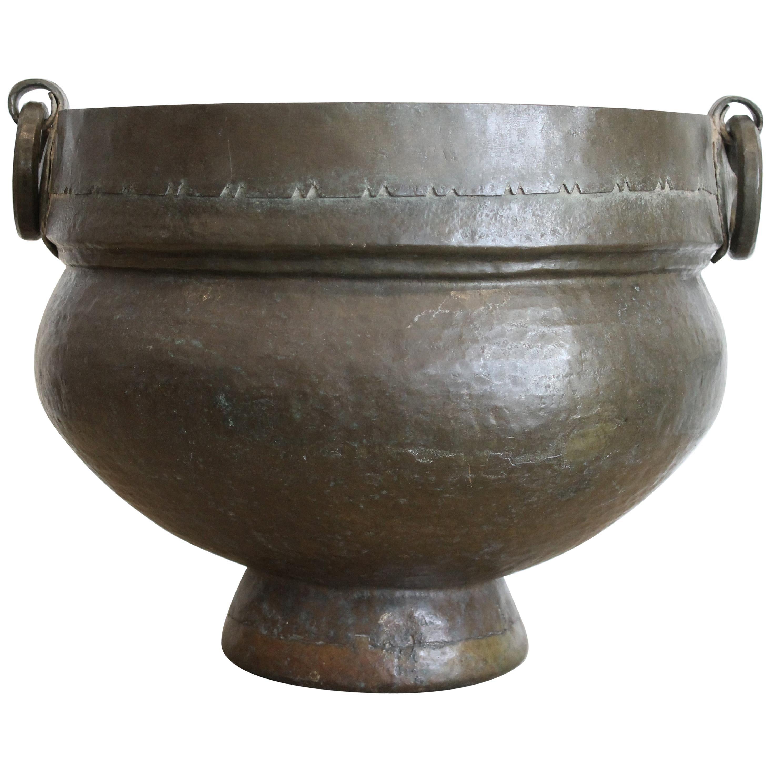 Monumental Antique Anglo-Indian Brass Vessel For Sale