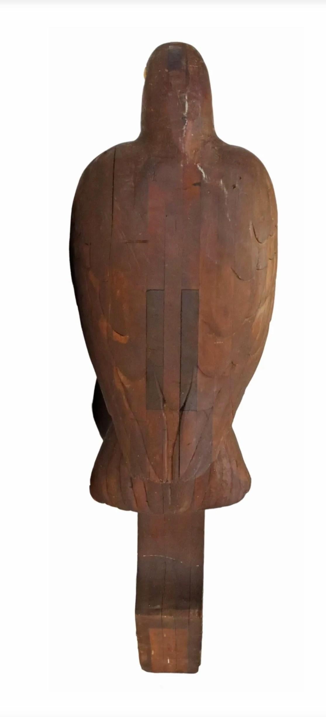 20th Century Monumental Antique Architectural Wood Carving Perched Eagle Bird For Sale