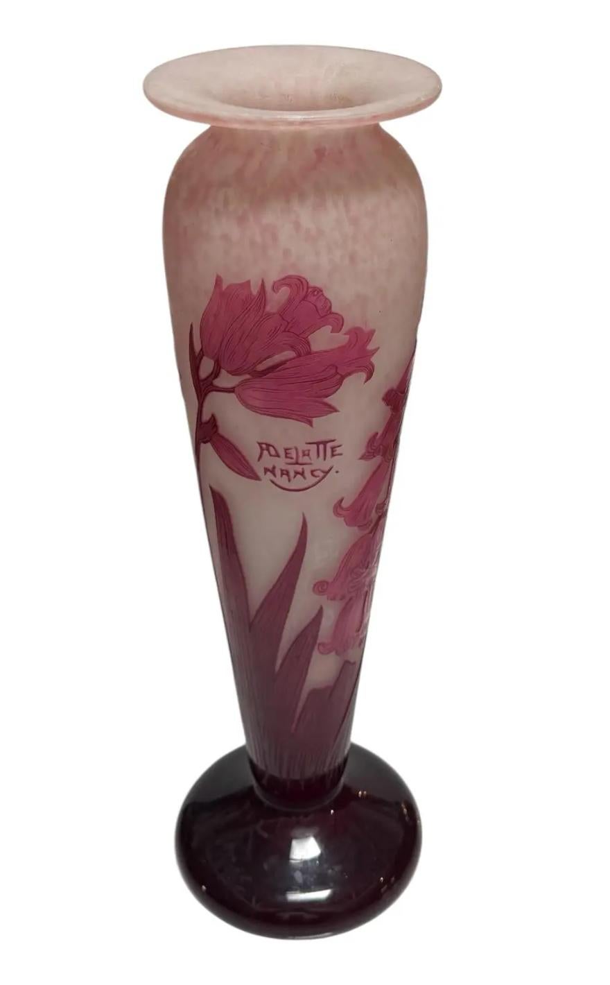 French Monumental Antique Art Nouveau Andre Delatte Cameo Glass Vase For Sale