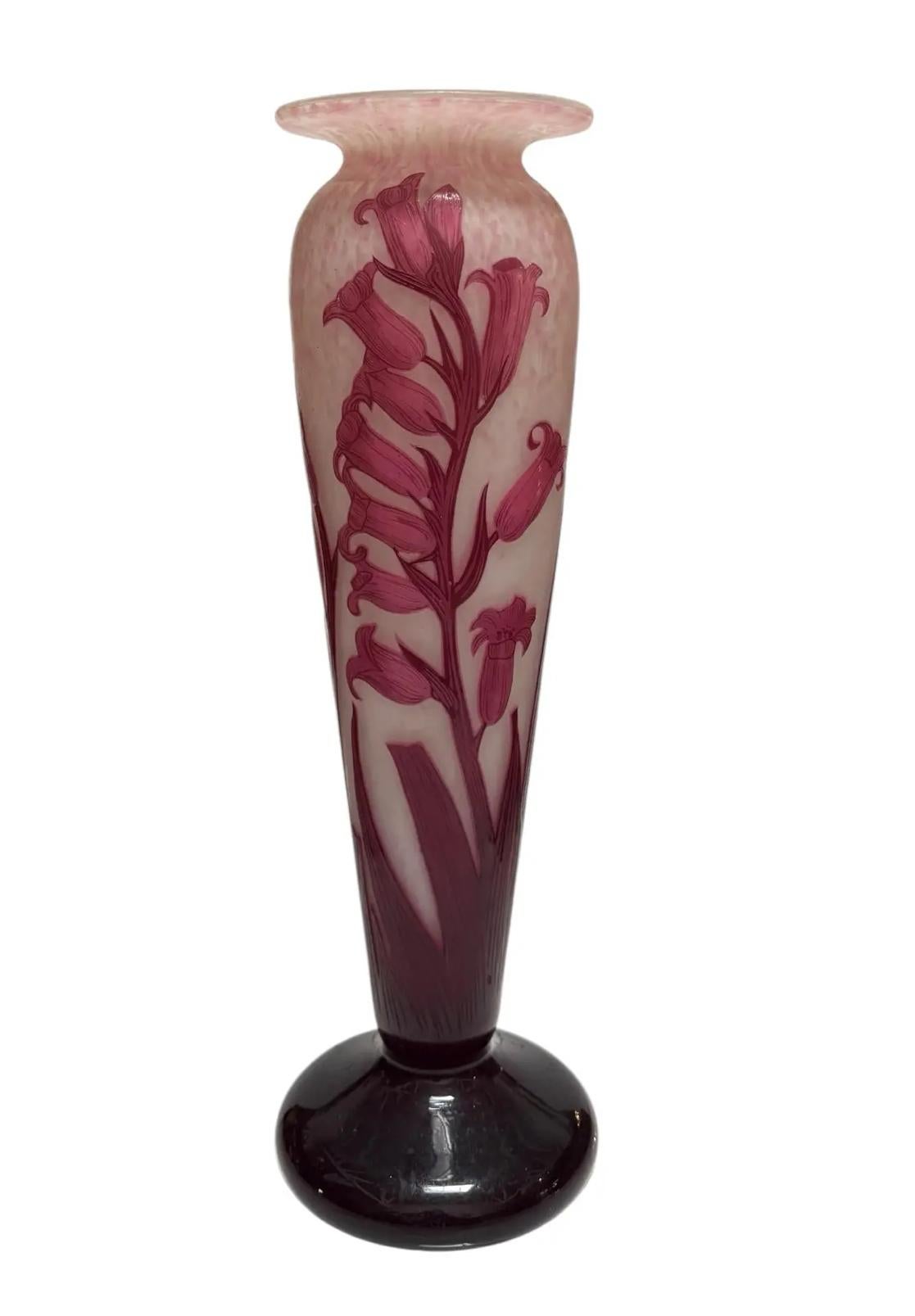 Early 20th Century Monumental Antique Art Nouveau Andre Delatte Cameo Glass Vase For Sale