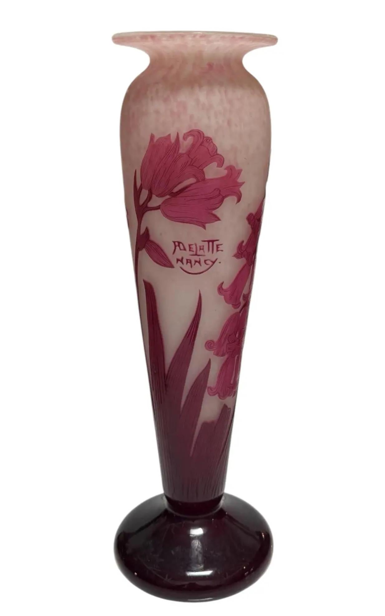 Art Glass Monumental Antique Art Nouveau Andre Delatte Cameo Glass Vase For Sale