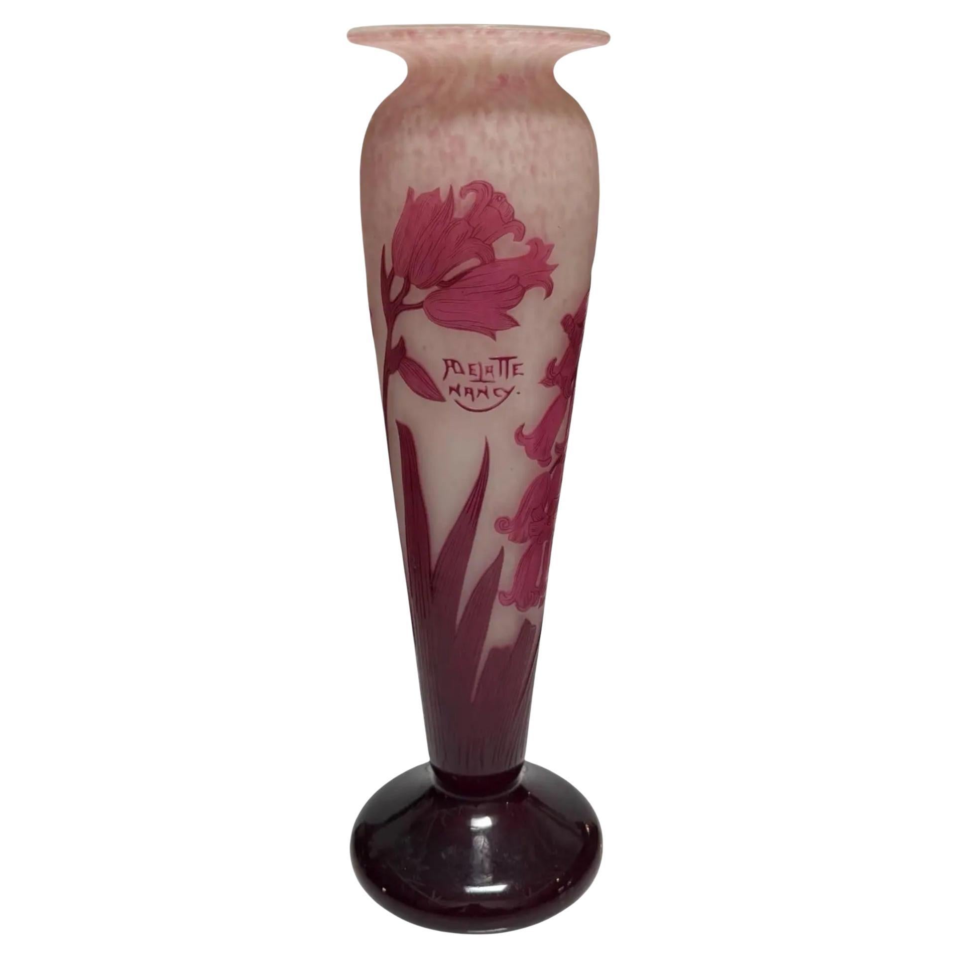 Monumental Antique Art Nouveau Andre Delatte Cameo Glass Vase