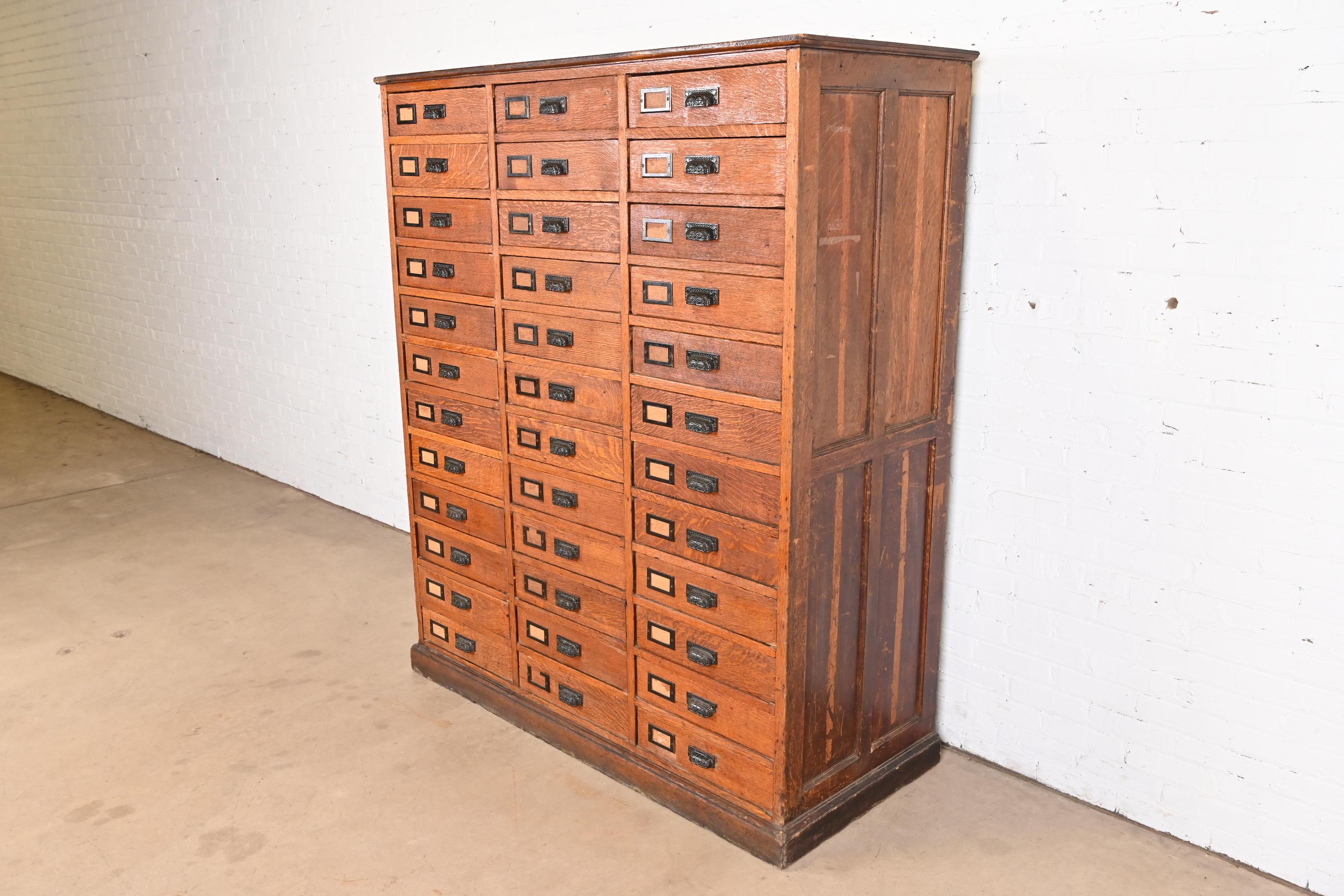 American Monumental Antique Arts & Crafts Oak 36-Drawer File Cabinet or Chest of Drawers