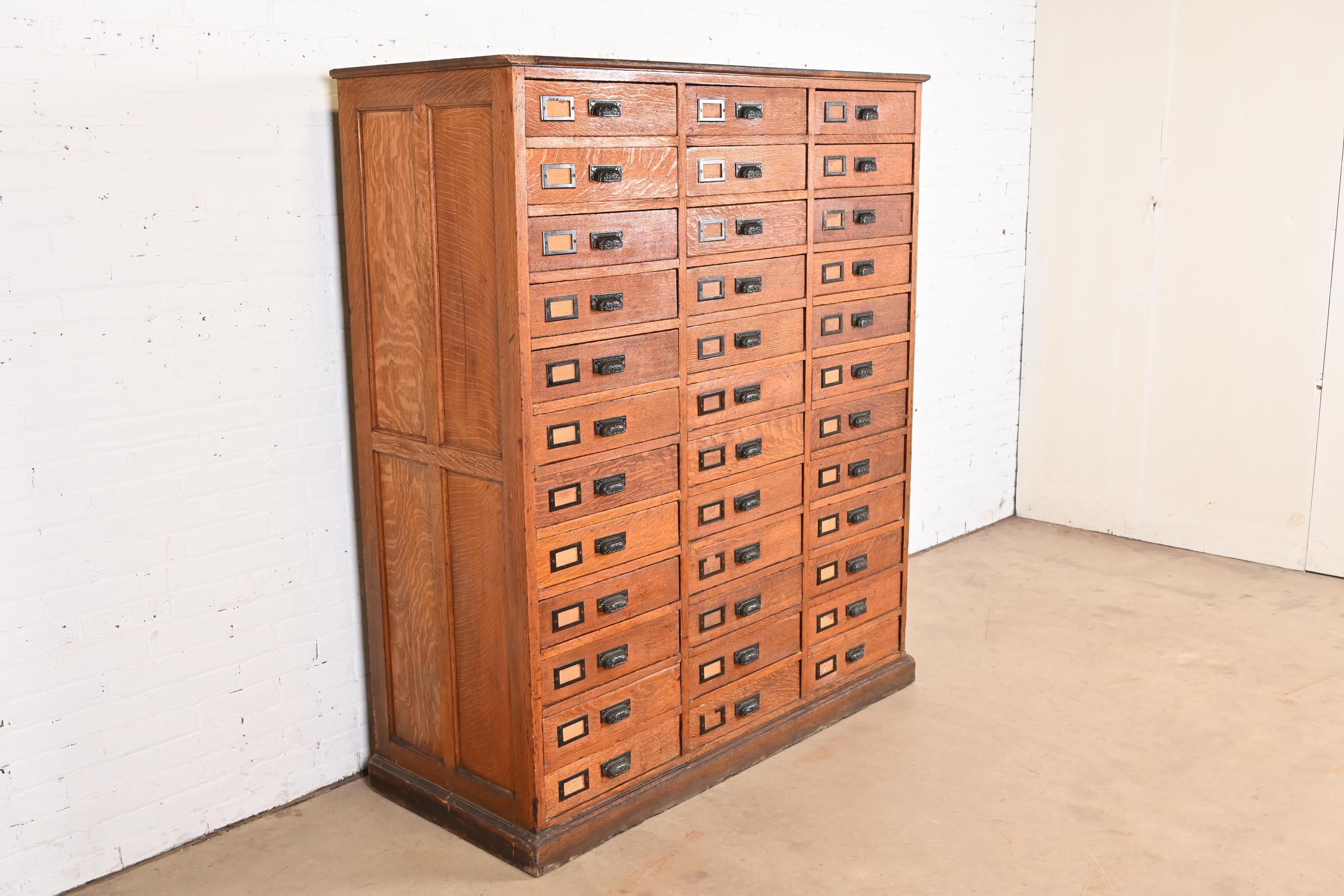20th Century Monumental Antique Arts & Crafts Oak 36-Drawer File Cabinet or Chest of Drawers