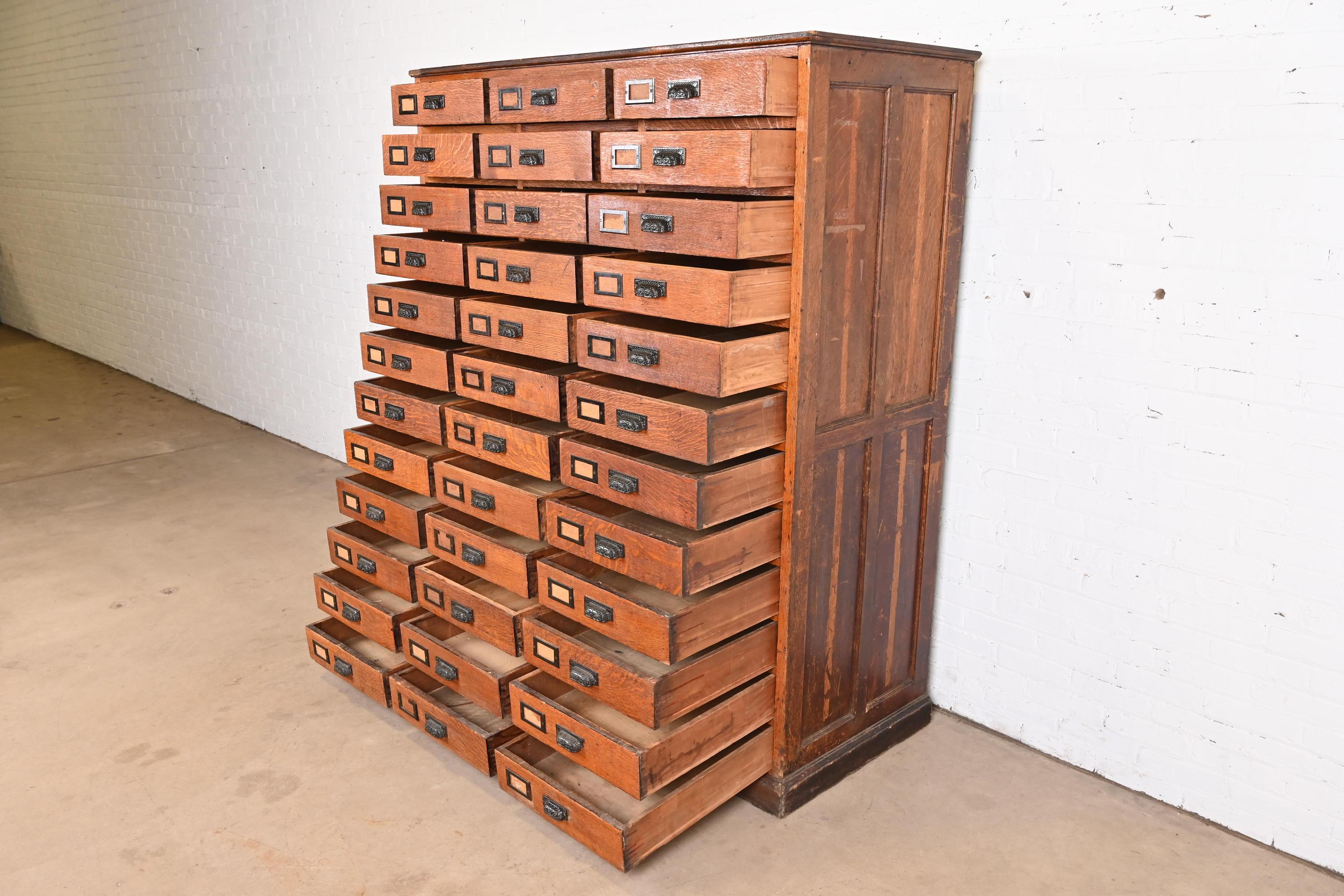 Monumental Antique Arts & Crafts Oak 36-Drawer File Cabinet or Chest of Drawers 2