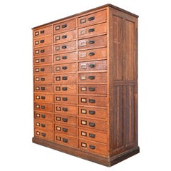 Monumental Antique Arts & Crafts Oak 36-Drawer File Cabinet or Chest of Drawers