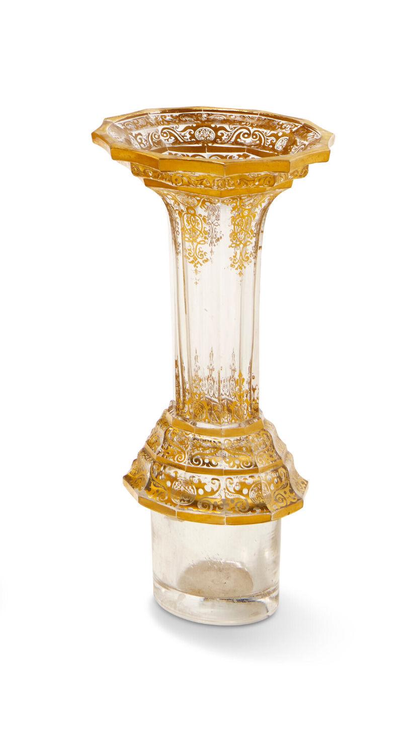 Monumental Antique Bohemian Gilt Glass Vase For Sale 4