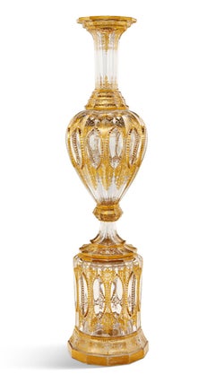 Monumental Antique Bohemian Gilt Glass Vase