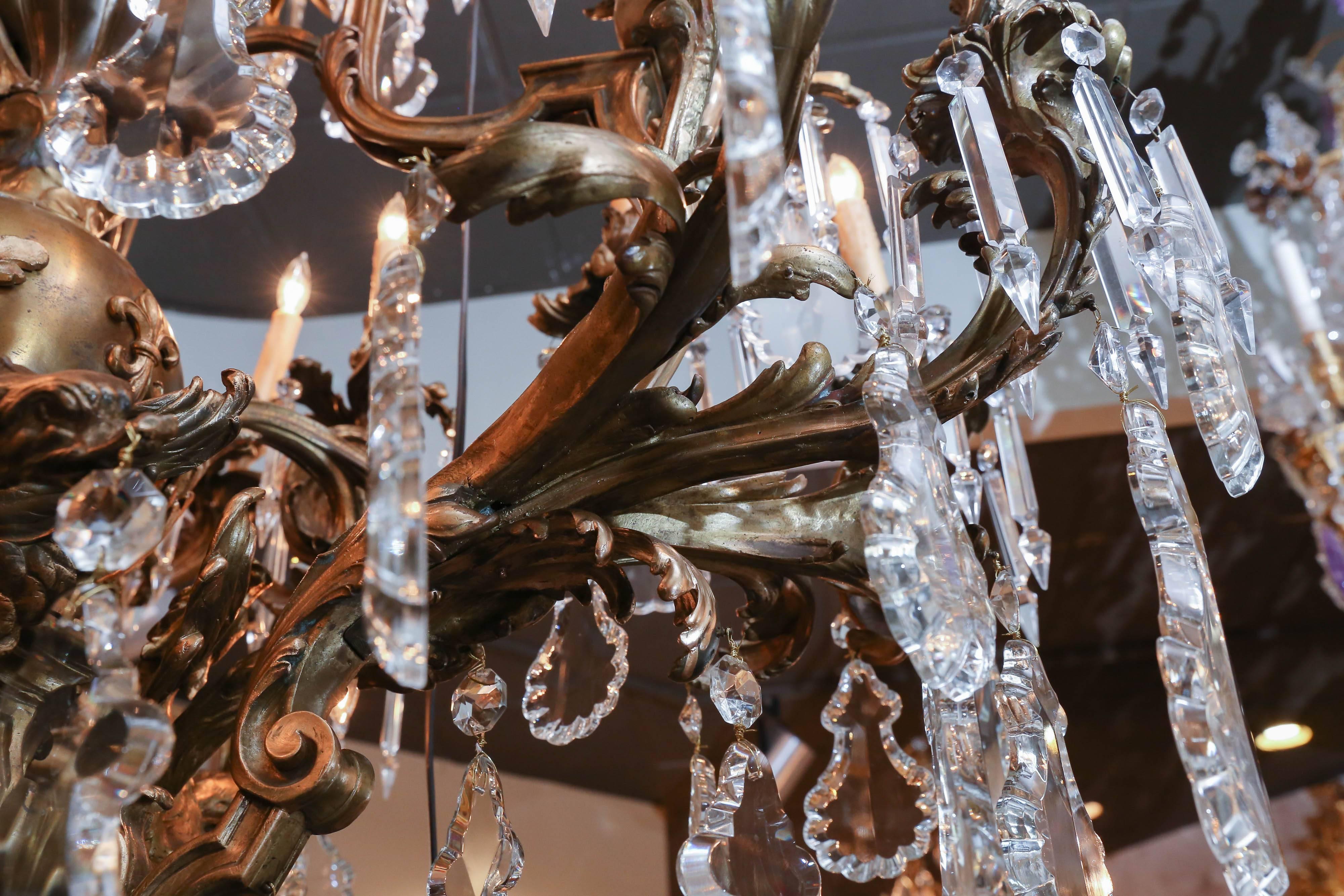 Monumental Antique Bronze and Crystal Chandelier with Twenty-Seven Lights 2