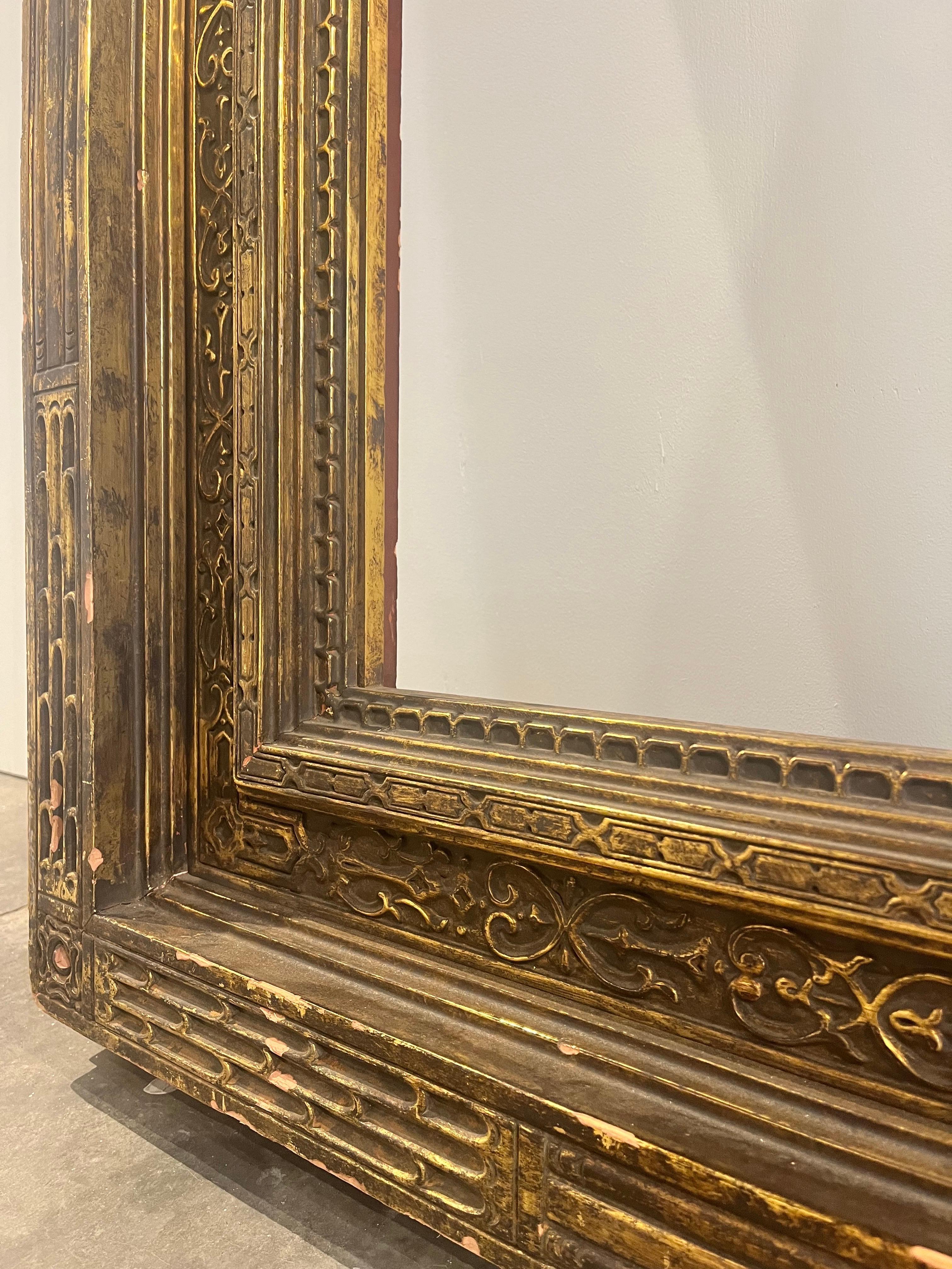 Hand-Carved Monumental Antique Carrig Rohane Newcomb Macklin Style Painting Picture Frame For Sale